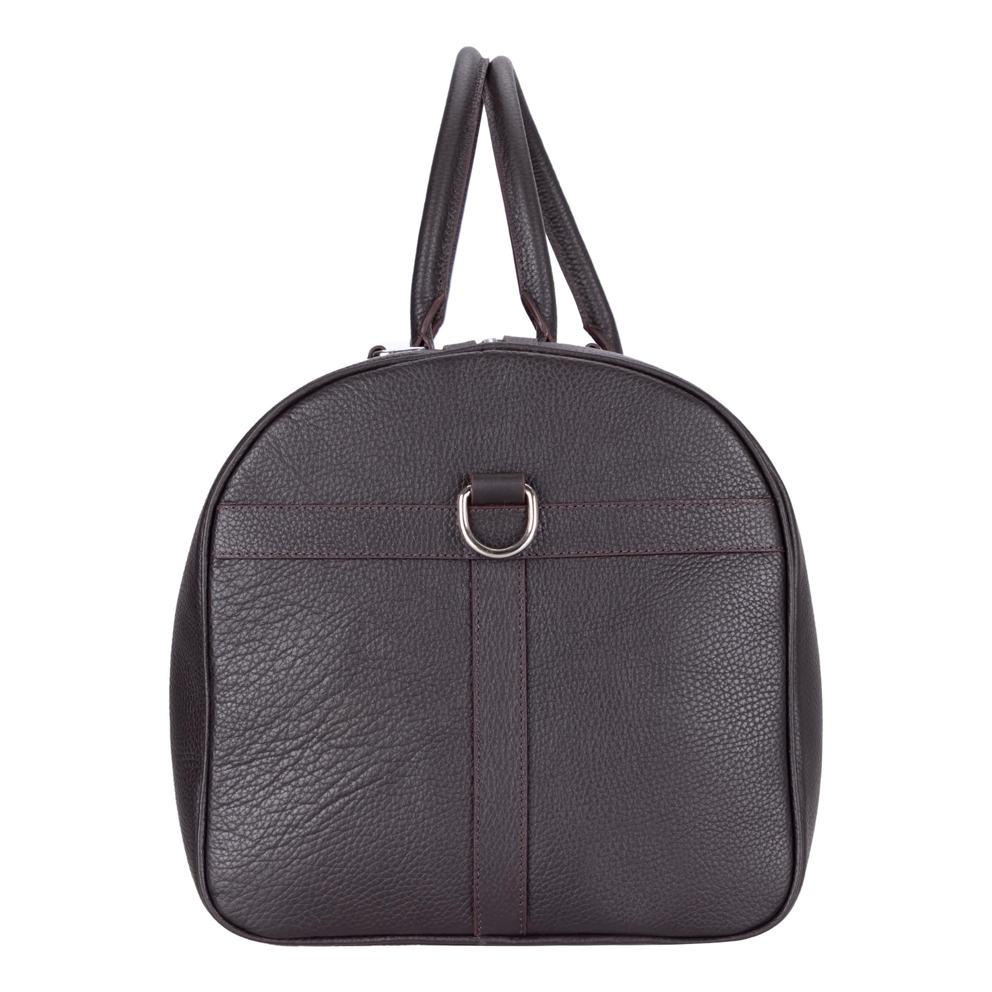 Full-Grain Leather Weekender Duffel Bag with Shoulder Strap