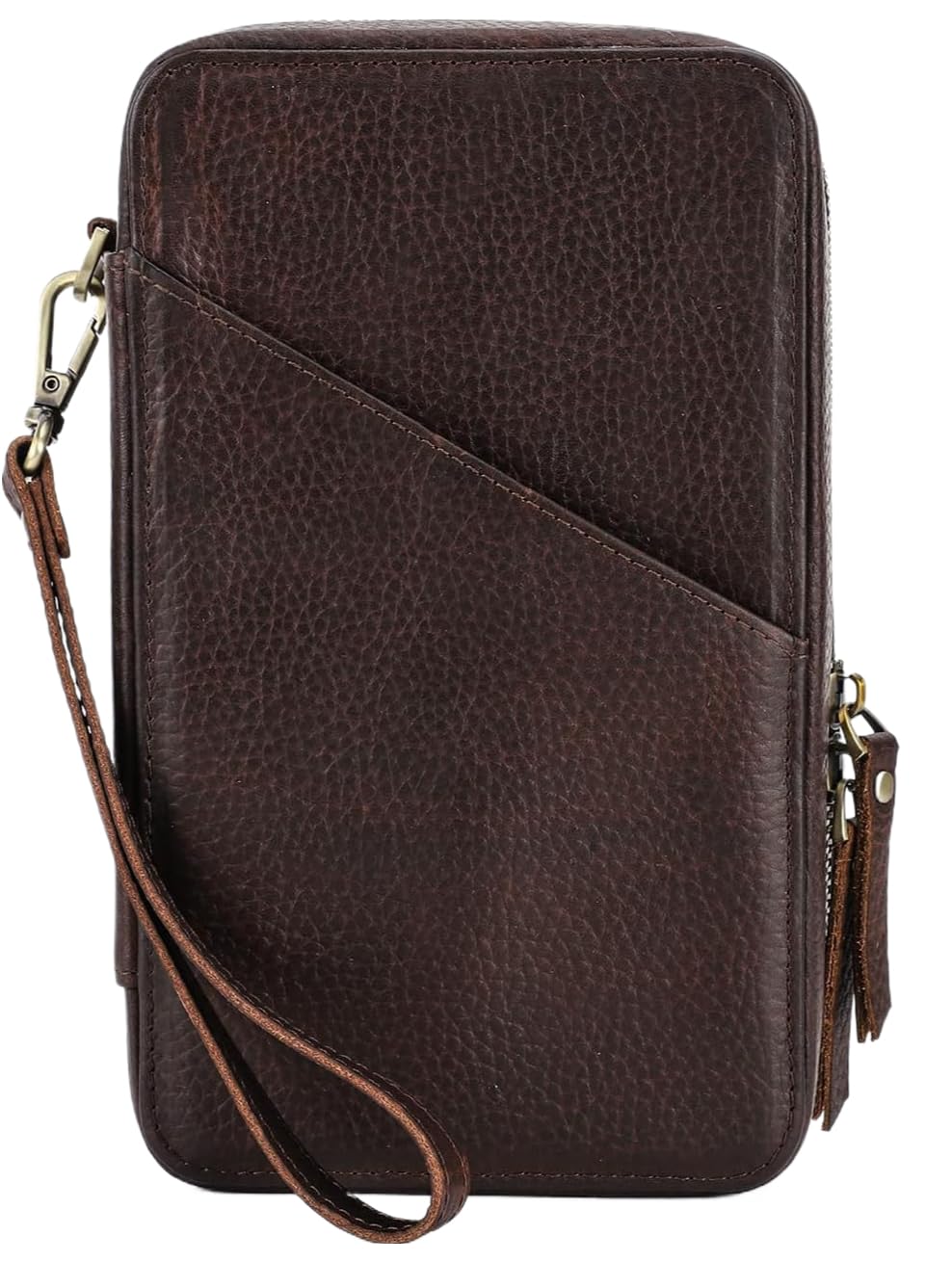 Vintage Leather Tech Organizer Case for Cables & Chargers