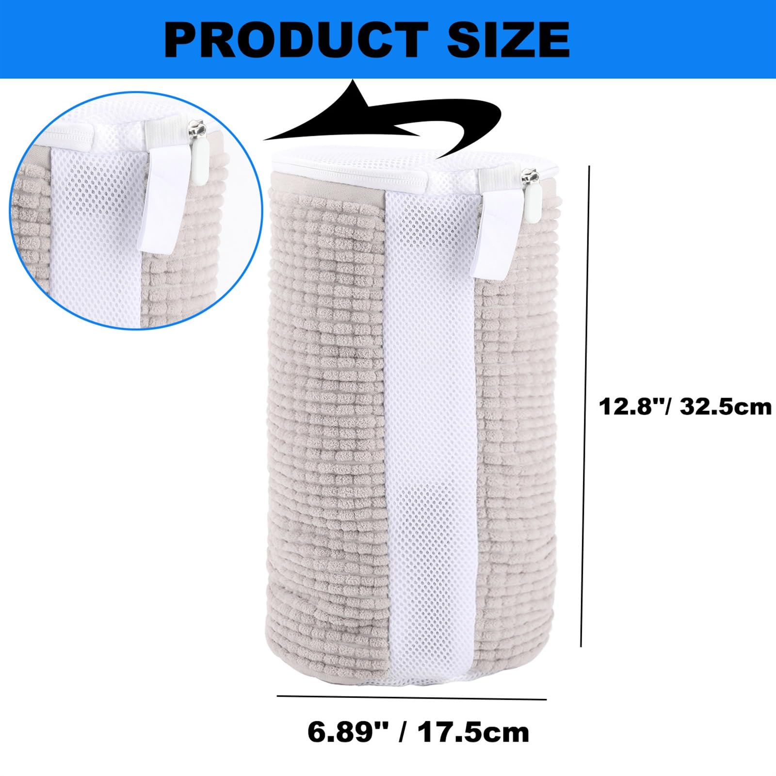 Chenille Shoe Laundry Bag with Side Zipper for Washing Machine