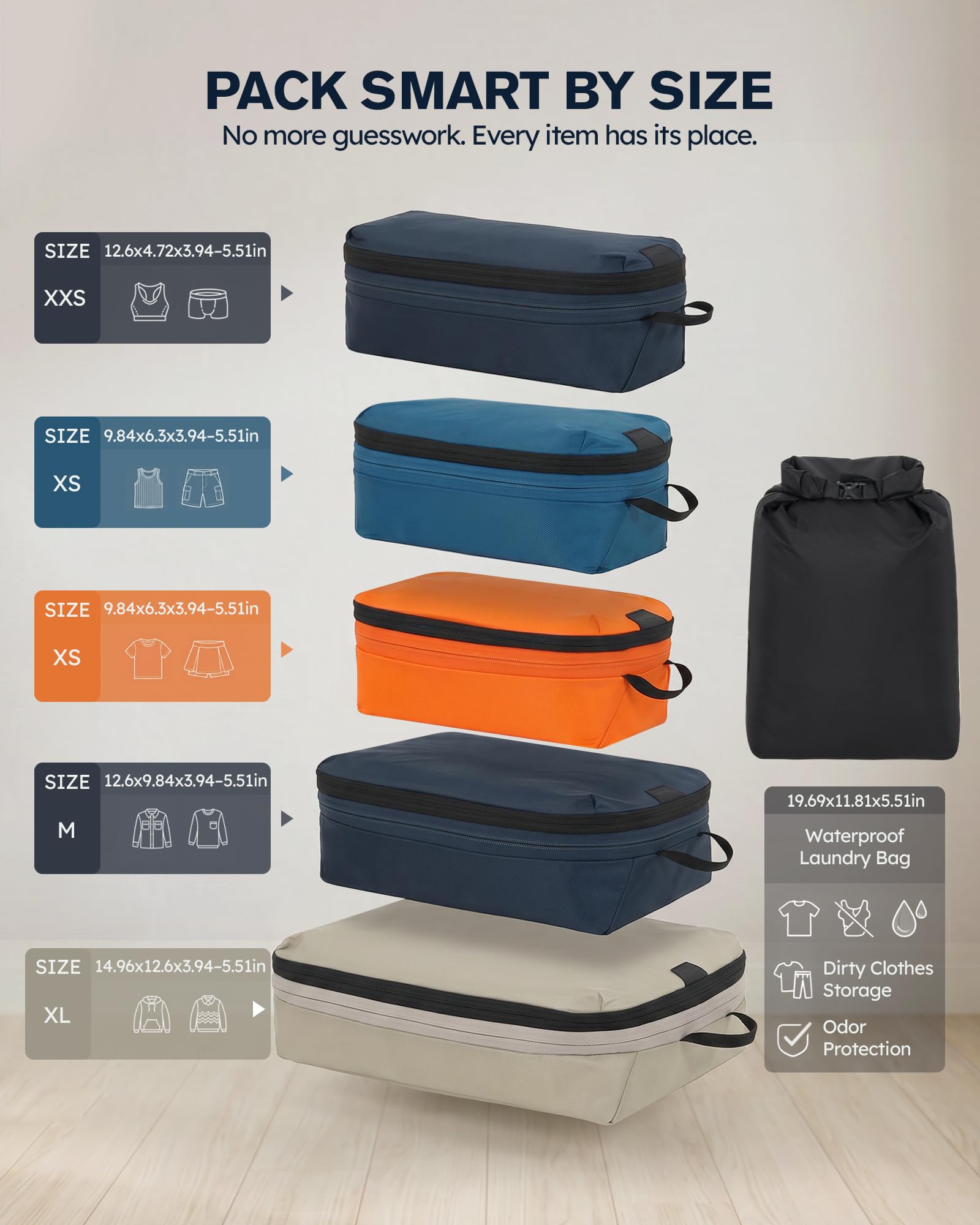 Tolaccea 20" 24" 28" Compression Packing Cubes Bundle
