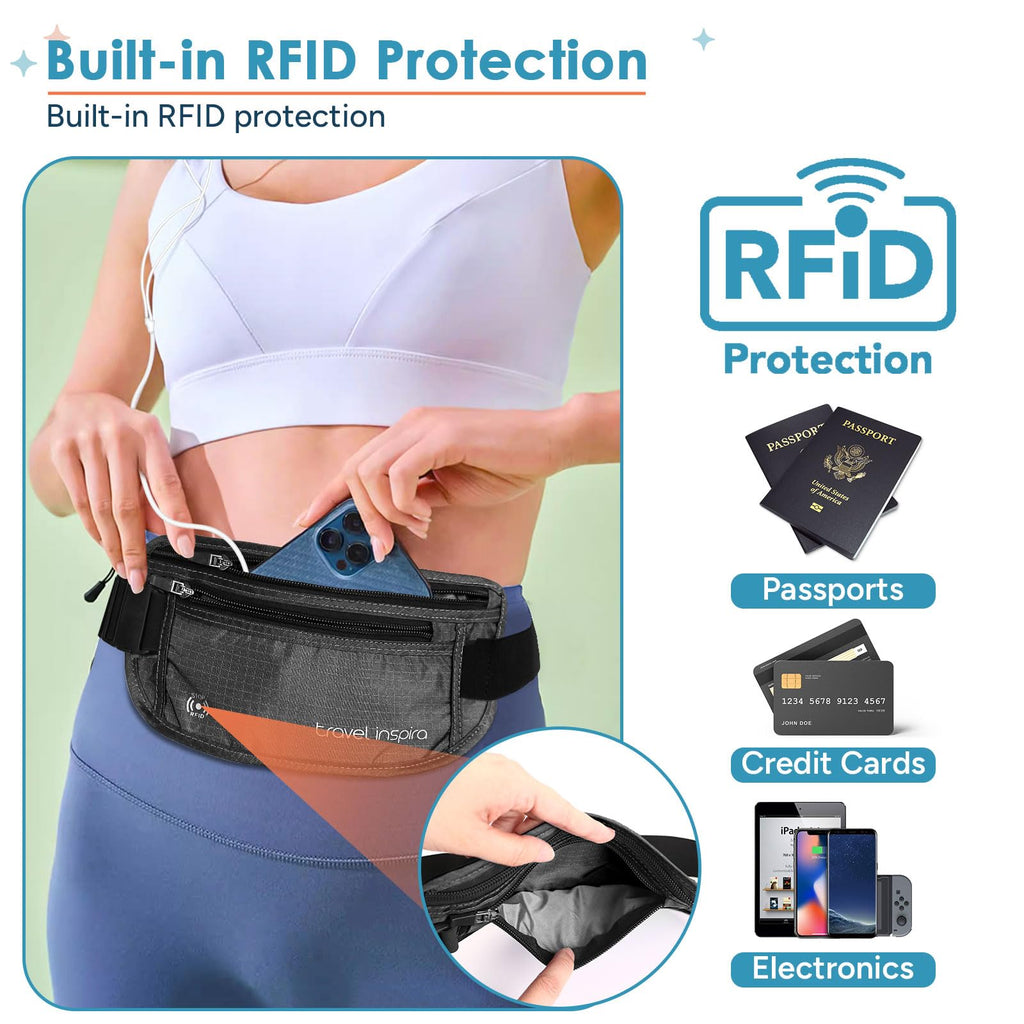 RFID Travel Money Belt with Passport Holder & Digital Luggage Scale