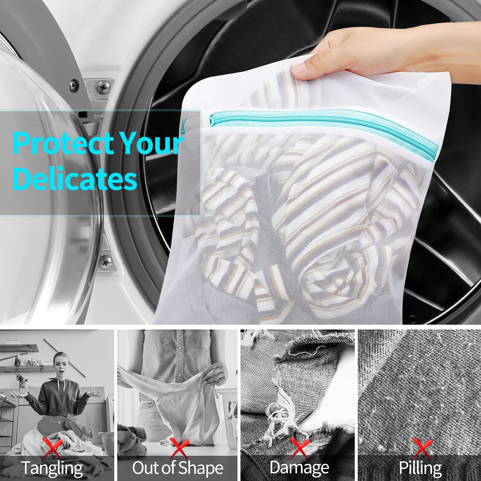 5-Piece Reusable Mesh Laundry Bags for Delicates & Shoes