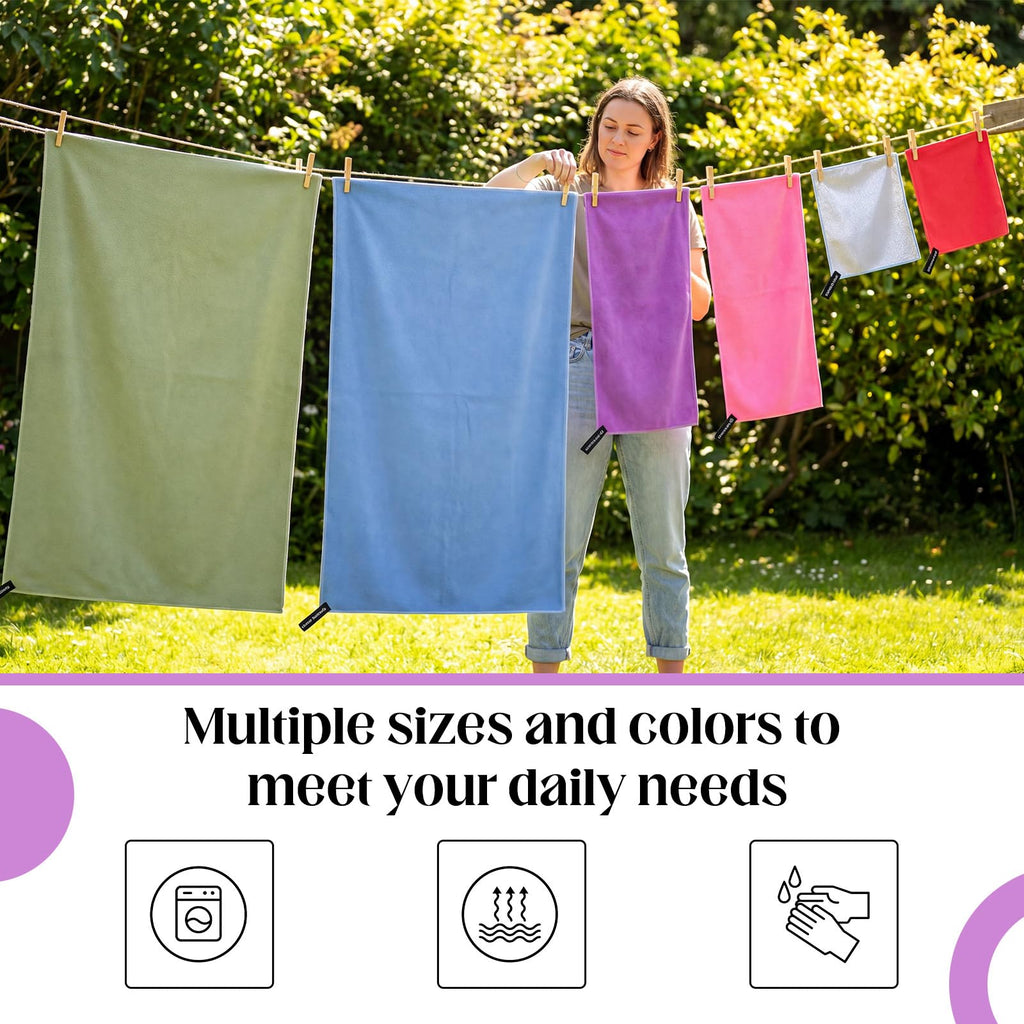 Batiyeer 2 Set Microfiber Quick Dry Travel Towel, 3 Sizes Ultra Absorbent Camping Towels with Mesh Storage Bags, Lightweight Odor Resistant Gym Beach Towel for Swimming Backpacking