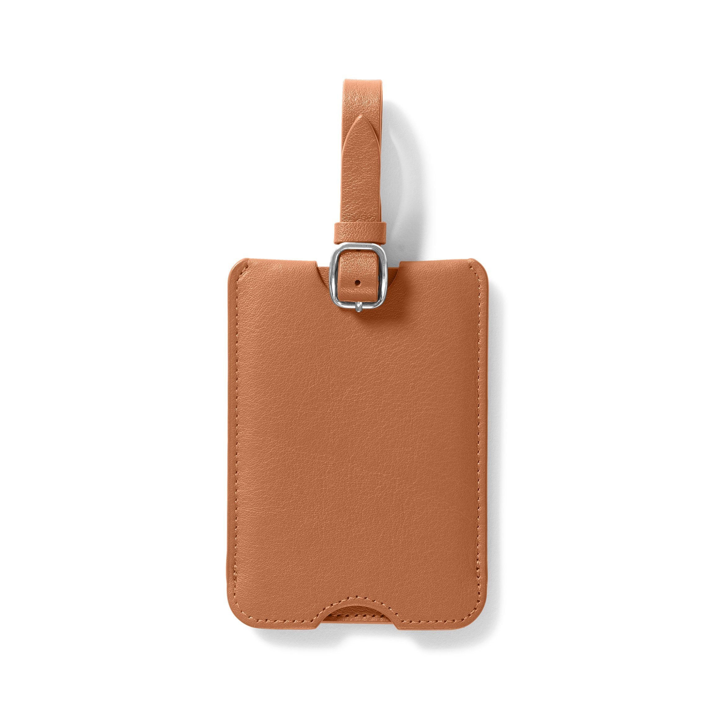 Full-Grain Leather Luggage Tag with Privacy Sleeve