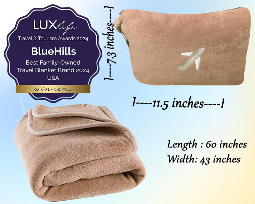 Mini Travel Blanket & Pillow with Luggage Strap