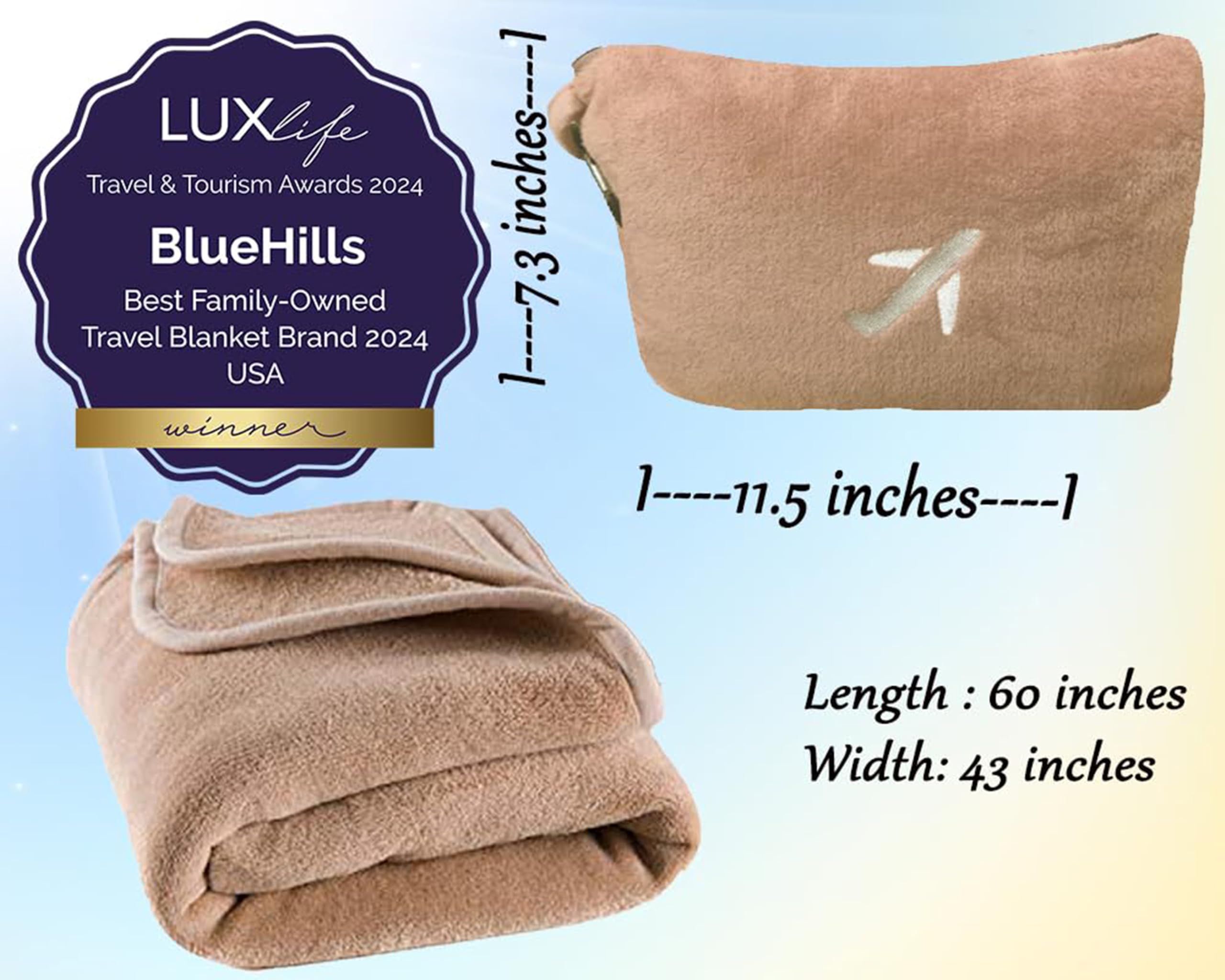 Mini Travel Blanket & Pillow with Luggage Strap
