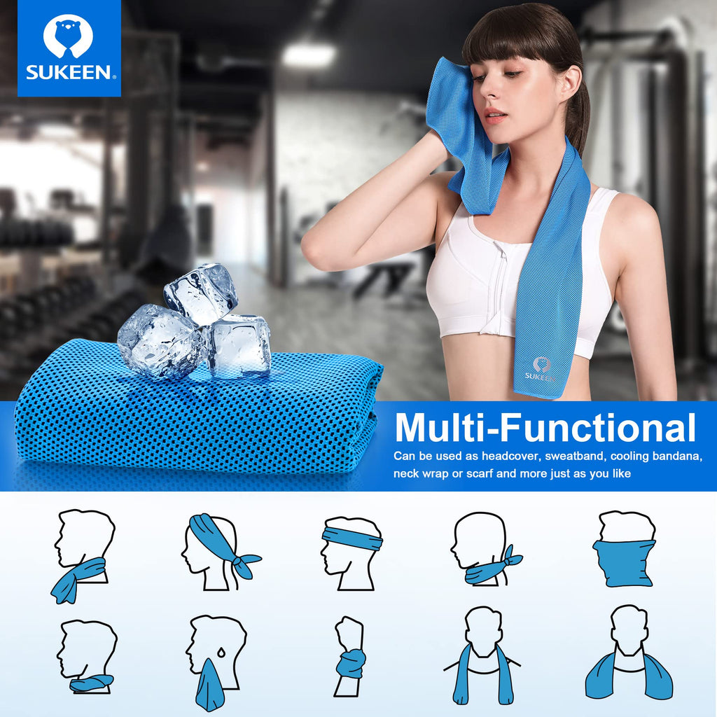 Sukeen 4 Pack Cooling Towels (40"x 12"), Cooling Neck Wraps, Soft Ice Towel