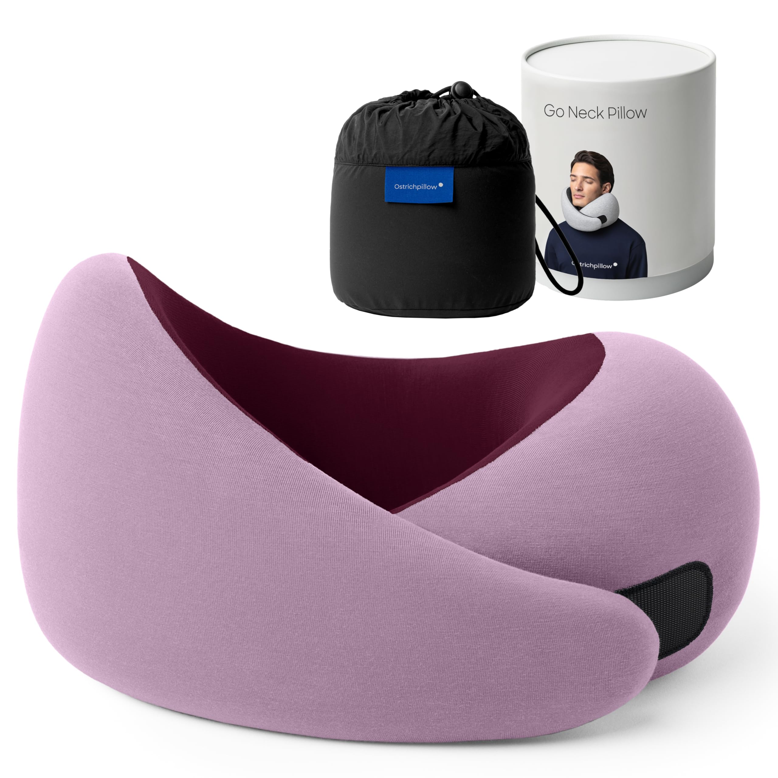 Ostrichpillow GO Travel Pillow, 360° Memory Foam Support, Soft & Washable
