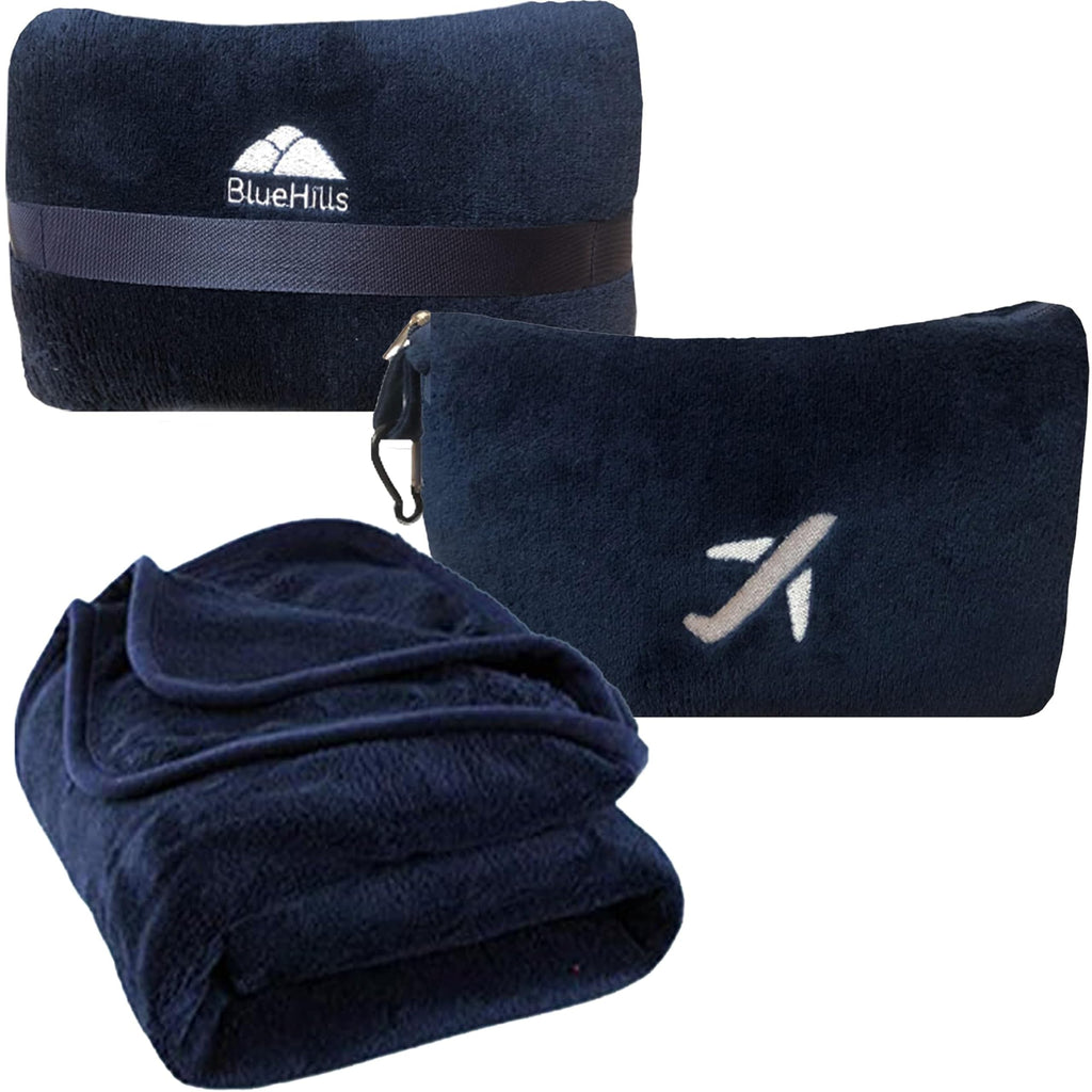 Mini Travel Blanket & Pillow with Luggage Strap