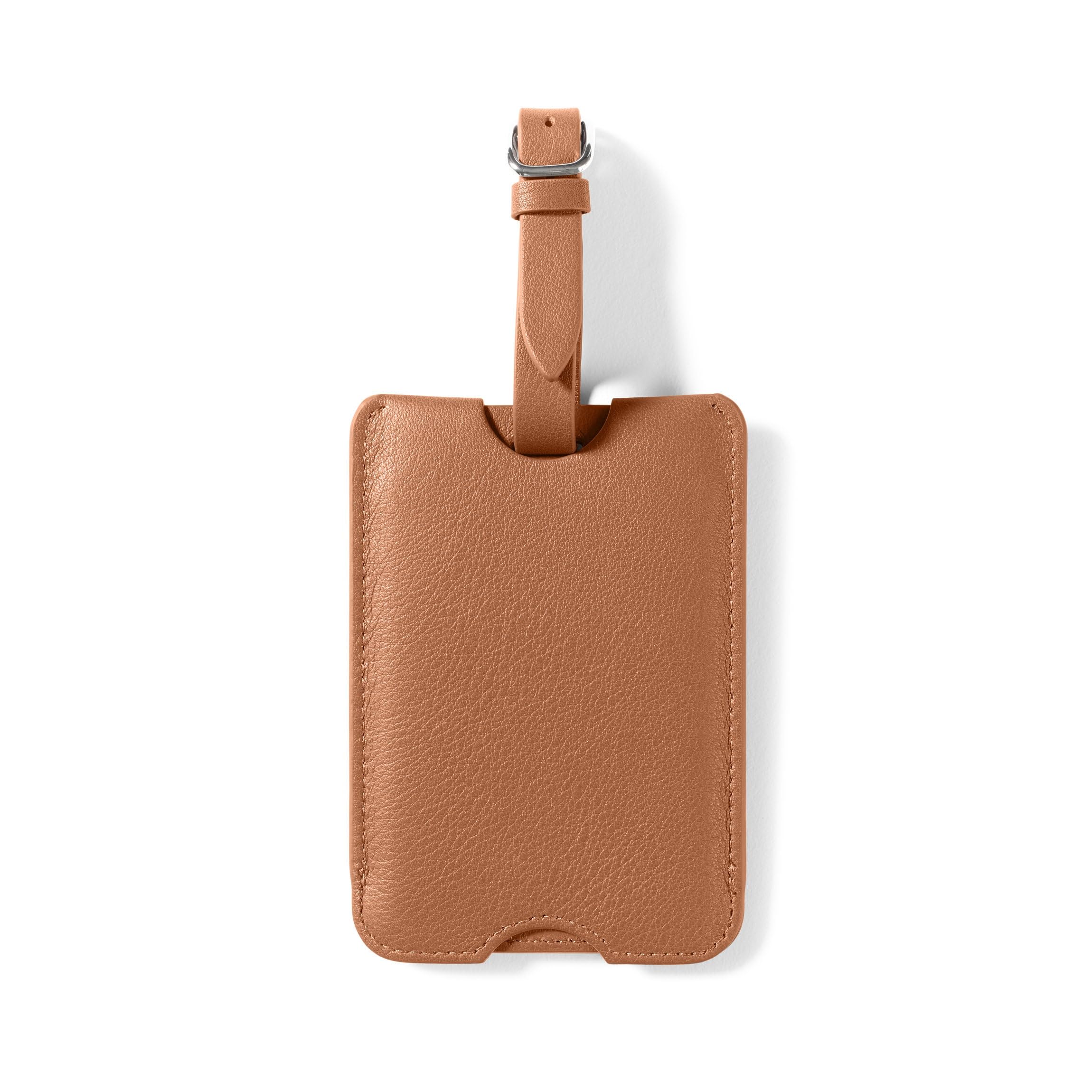 Full-Grain Leather Luggage Tag with Privacy Sleeve