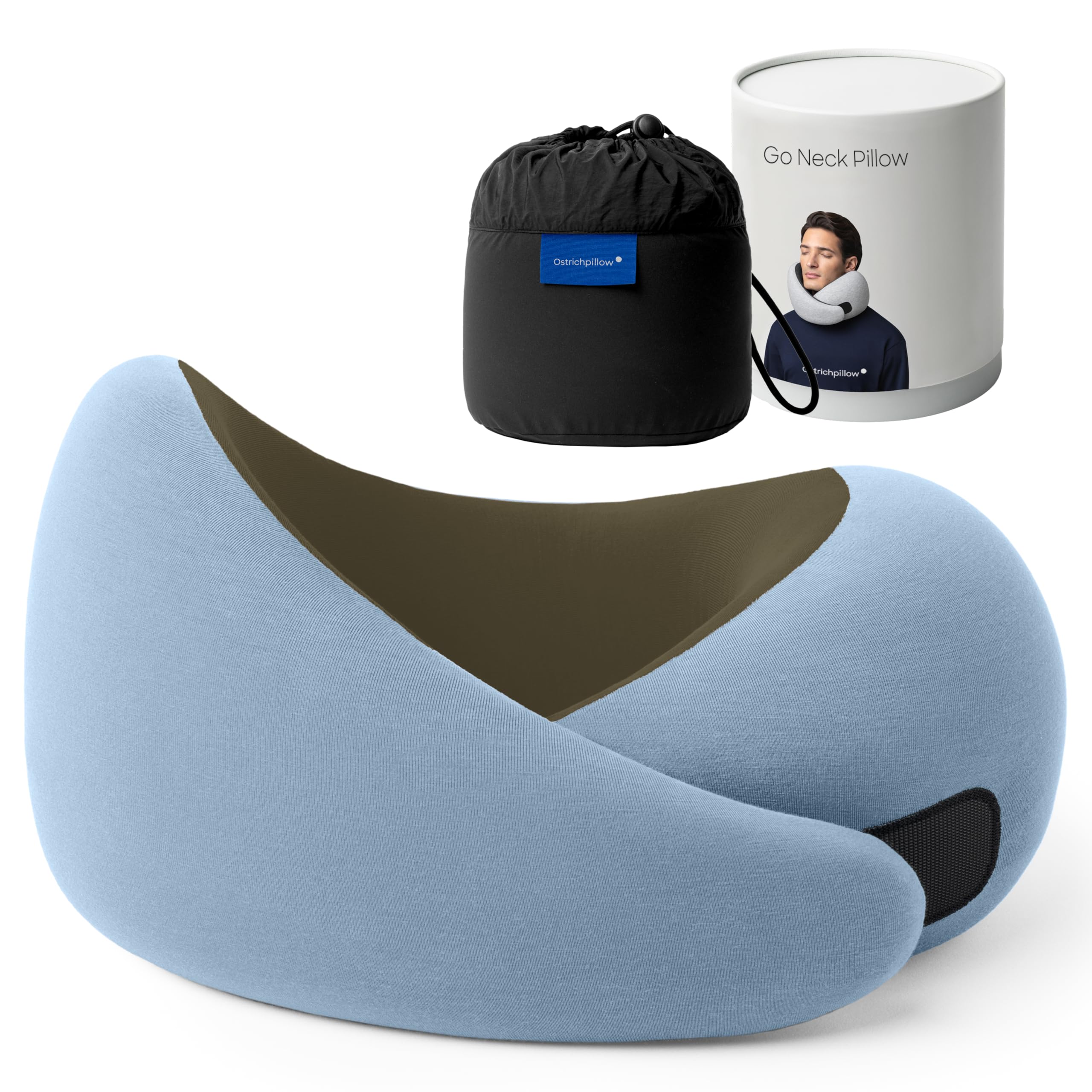 Ostrichpillow GO Travel Pillow, 360° Memory Foam Support, Soft & Washable