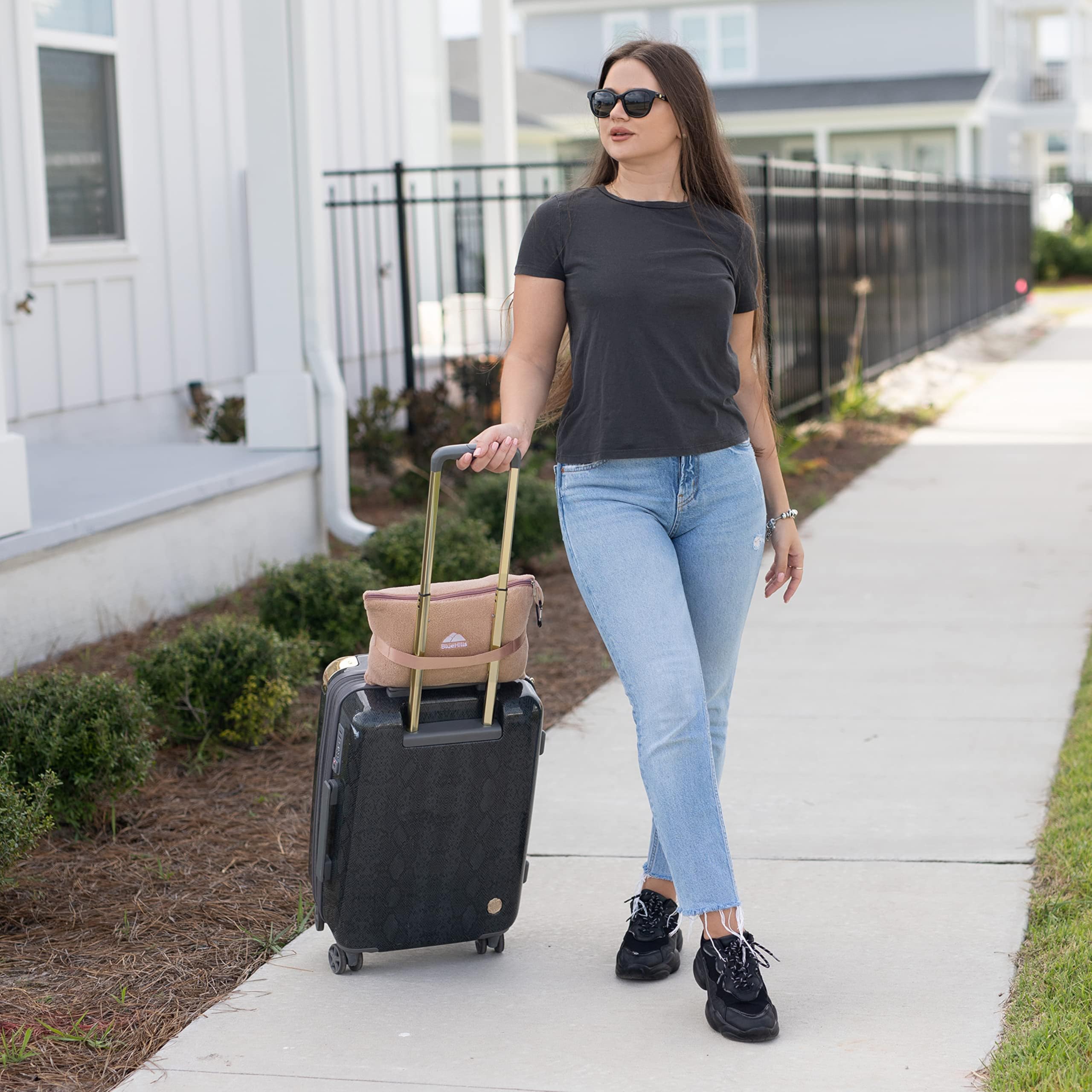 Mini Travel Blanket & Pillow with Luggage Strap