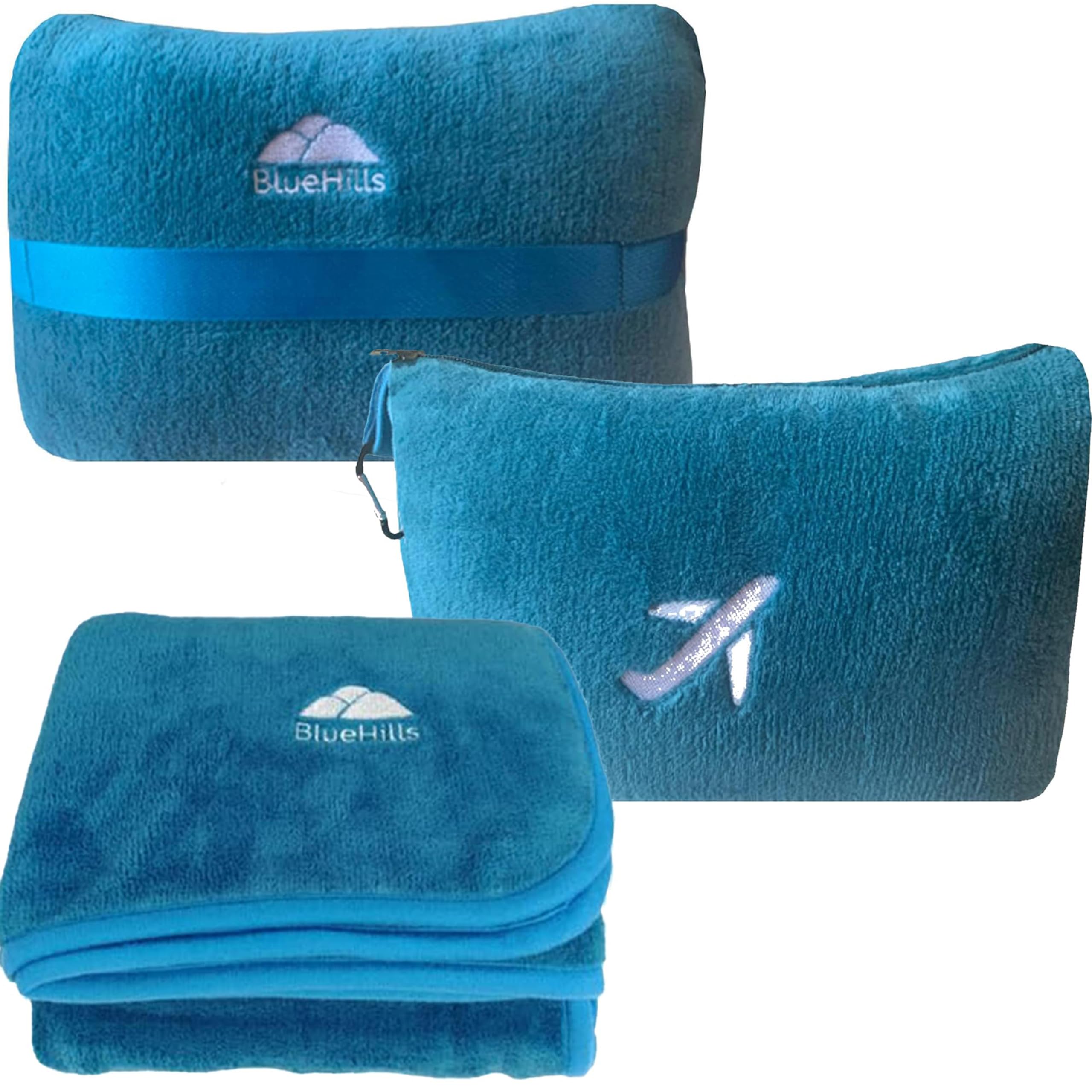 Mini Travel Blanket & Pillow with Luggage Strap