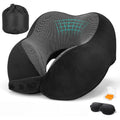 Adjustable Memory Foam Travel Neck Pillow with Eye Mask & Earplugs