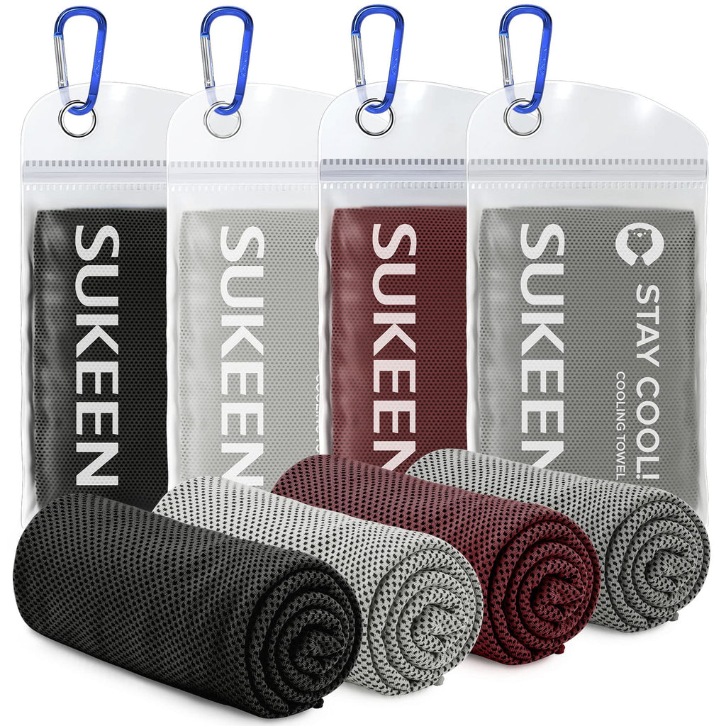 Sukeen 4 Pack Cooling Towels (40"x 12"), Cooling Neck Wraps, Soft Ice Towel