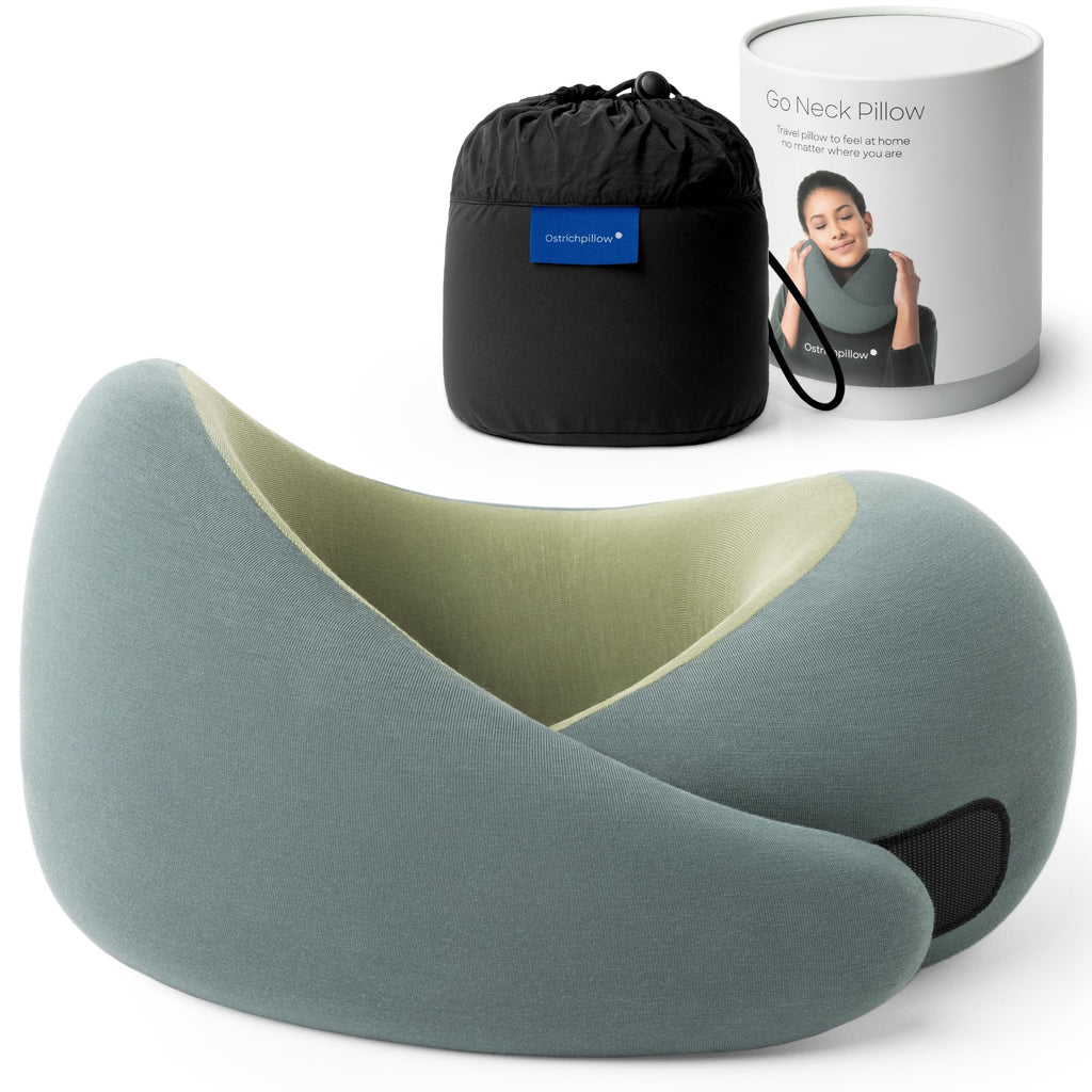 Ostrichpillow GO Travel Pillow, 360° Memory Foam Support, Soft & Washable