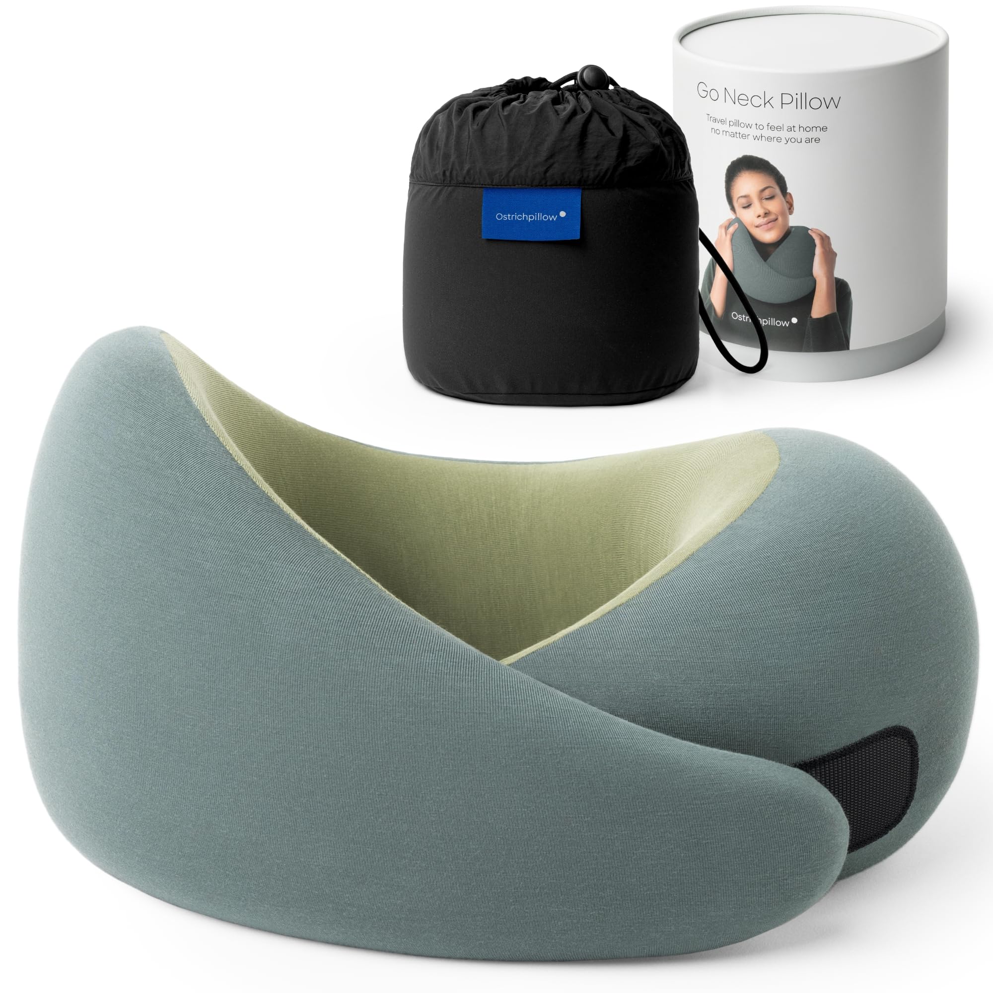 Ostrichpillow GO Travel Pillow, 360° Memory Foam Support, Soft & Washable