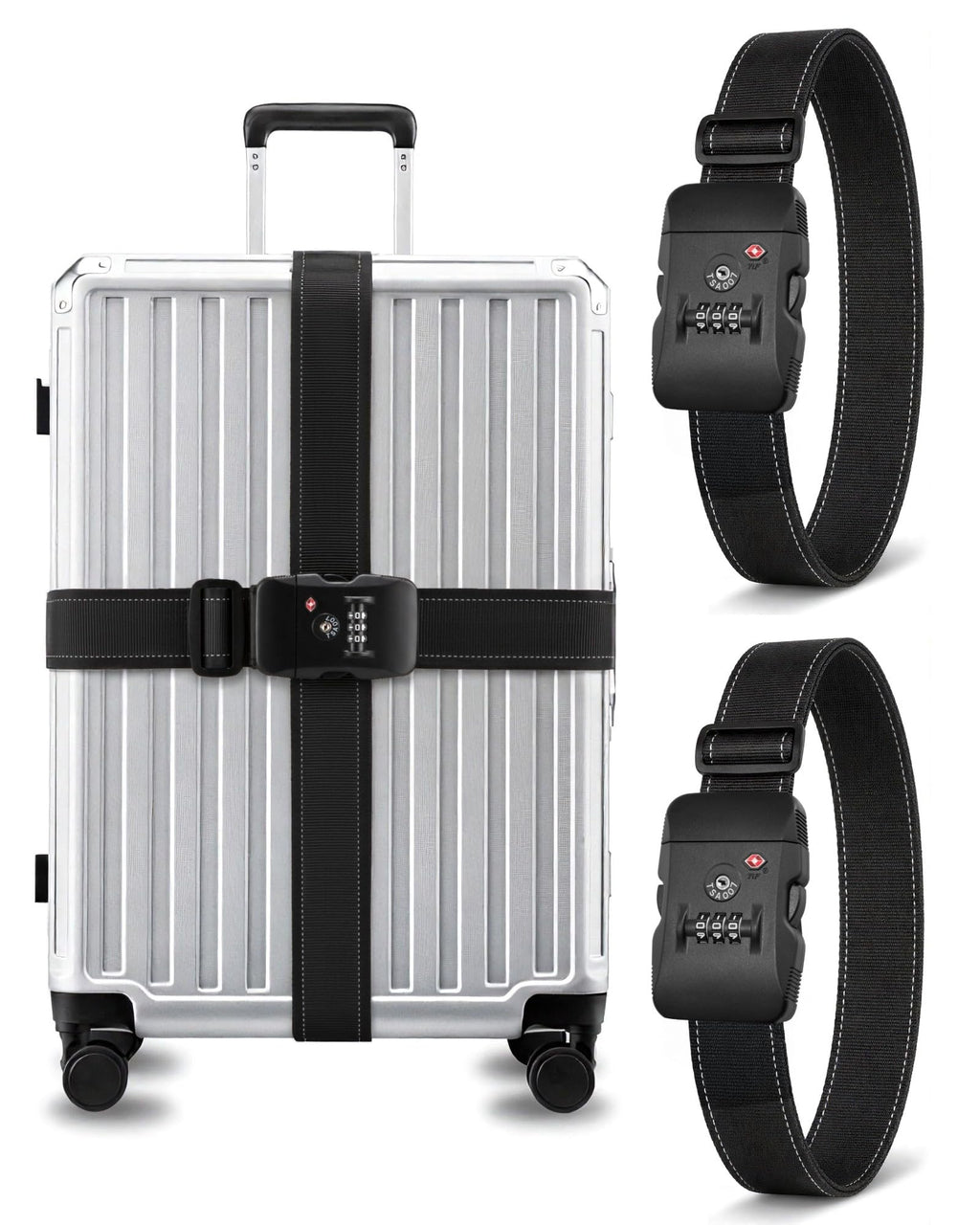 LUGGEX Luggage Straps TSA Approved, Adjustable Straps for Suitcases