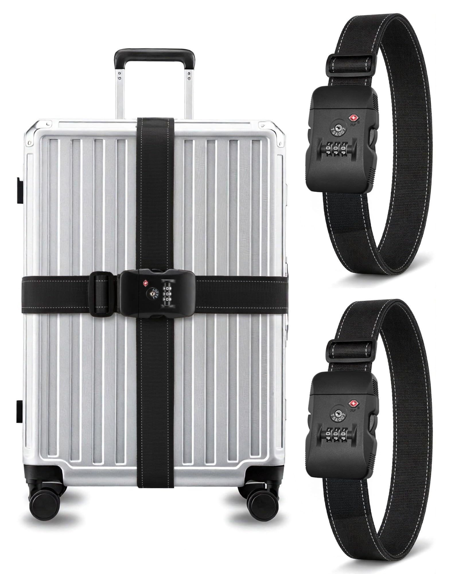 LUGGEX Luggage Straps TSA Approved, Adjustable Straps for Suitcases