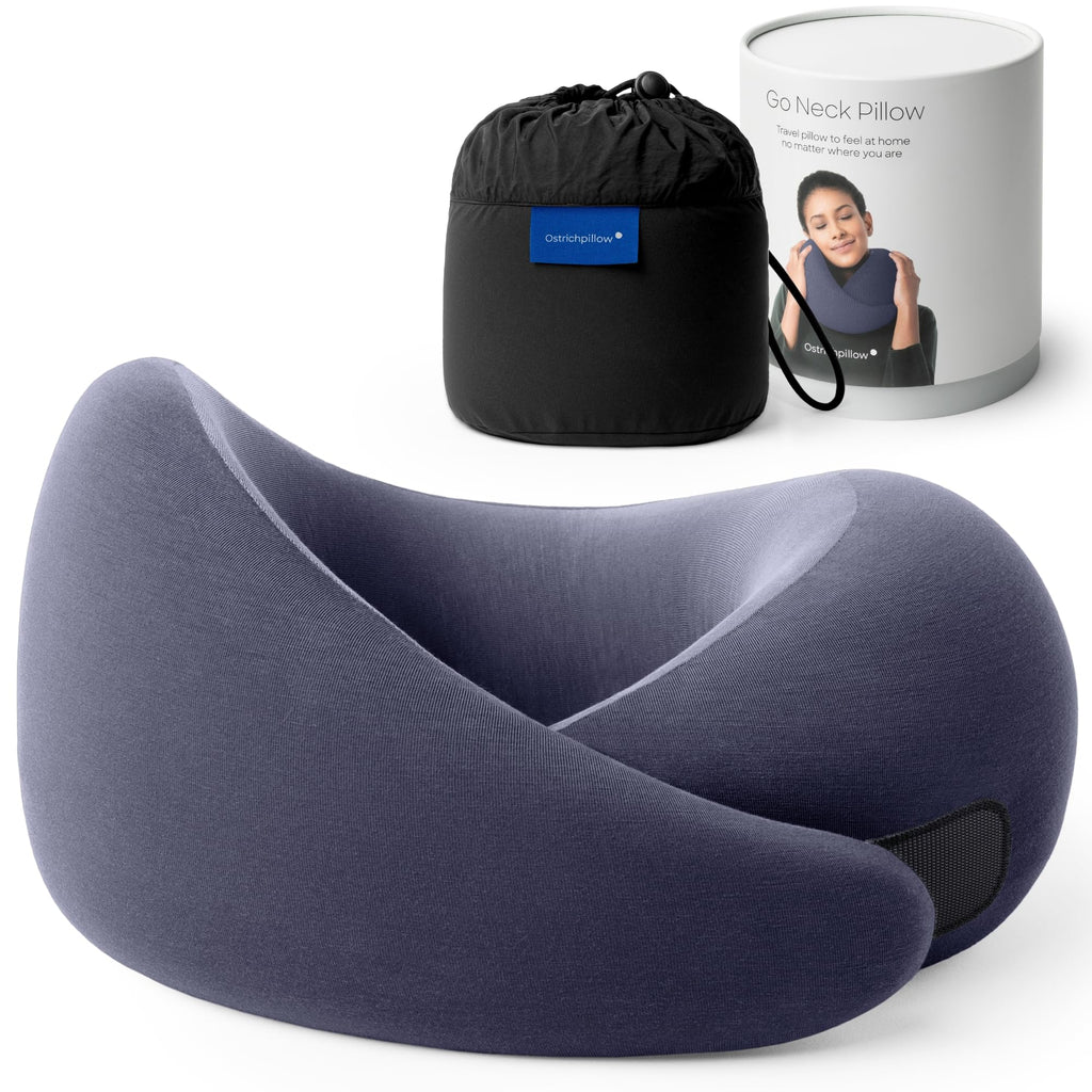 Ostrichpillow GO Travel Pillow, 360° Memory Foam Support, Soft & Washable
