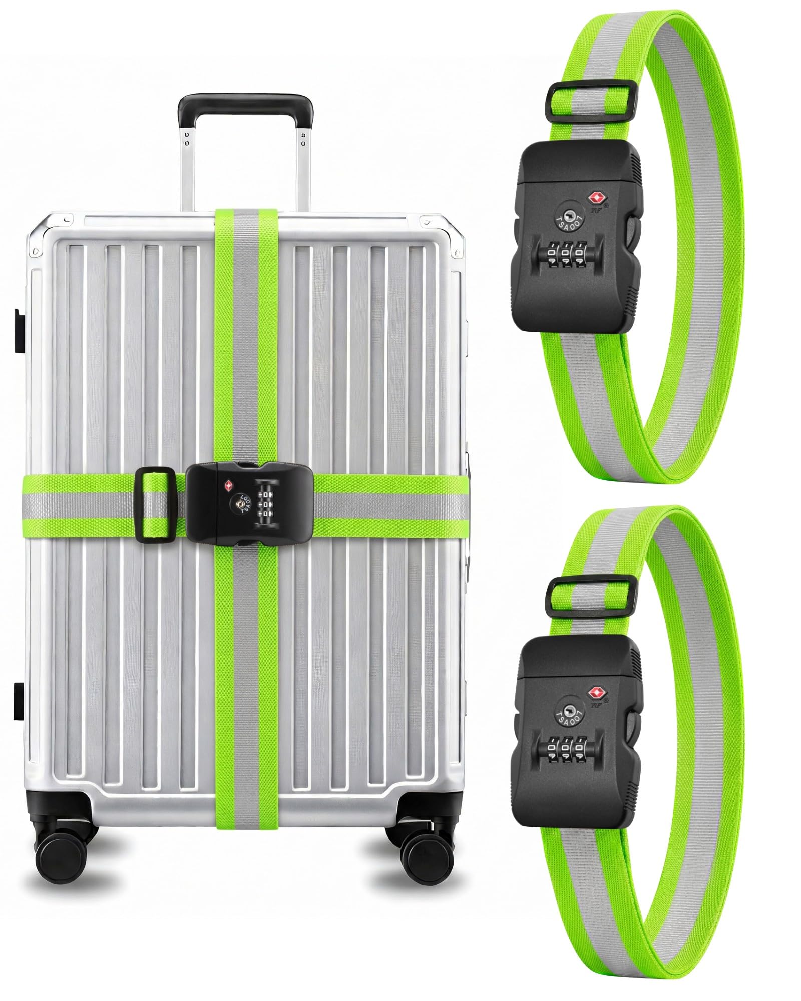 LUGGEX Luggage Straps TSA Approved, Adjustable Straps for Suitcases