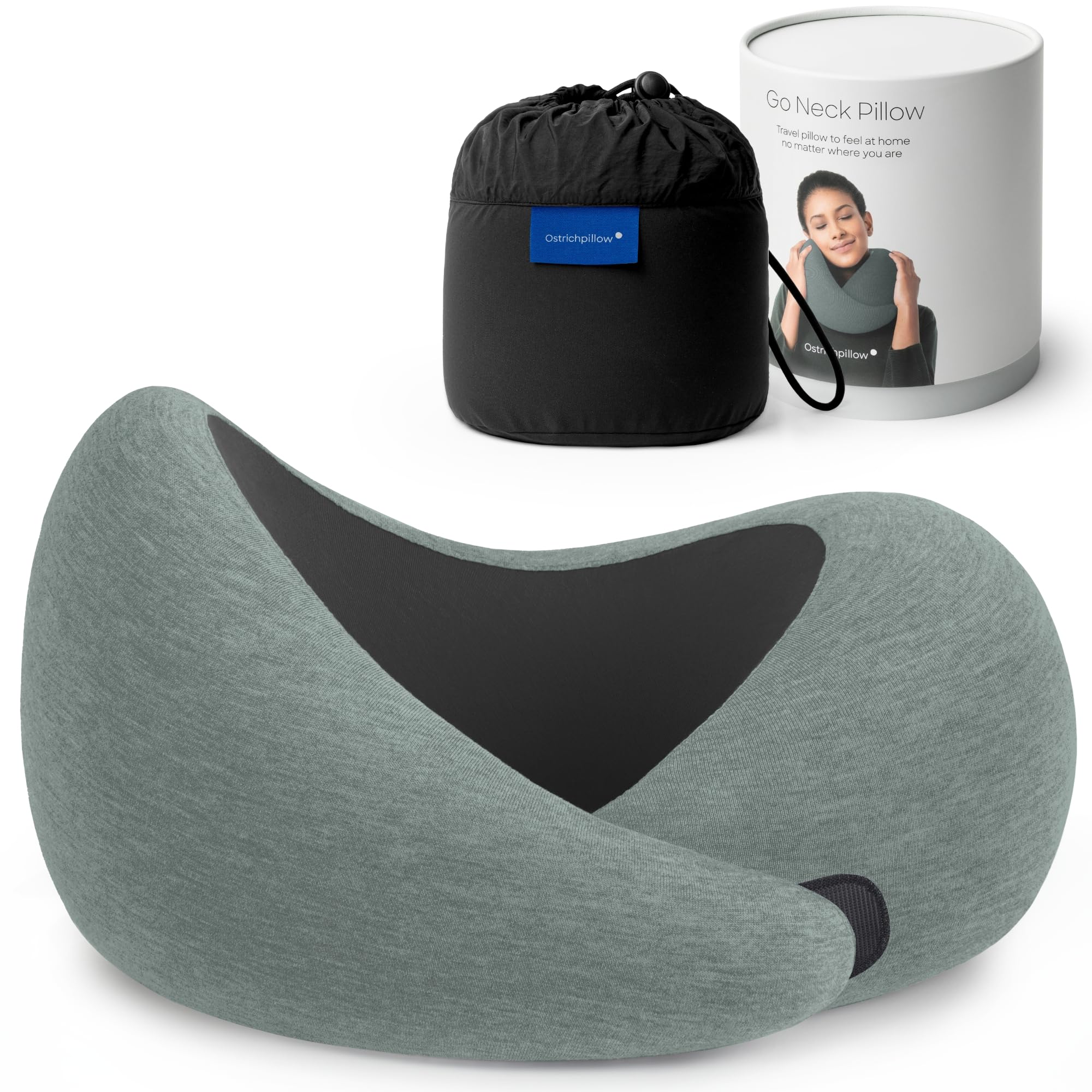 Ostrichpillow GO Travel Pillow, 360° Memory Foam Support, Soft & Washable