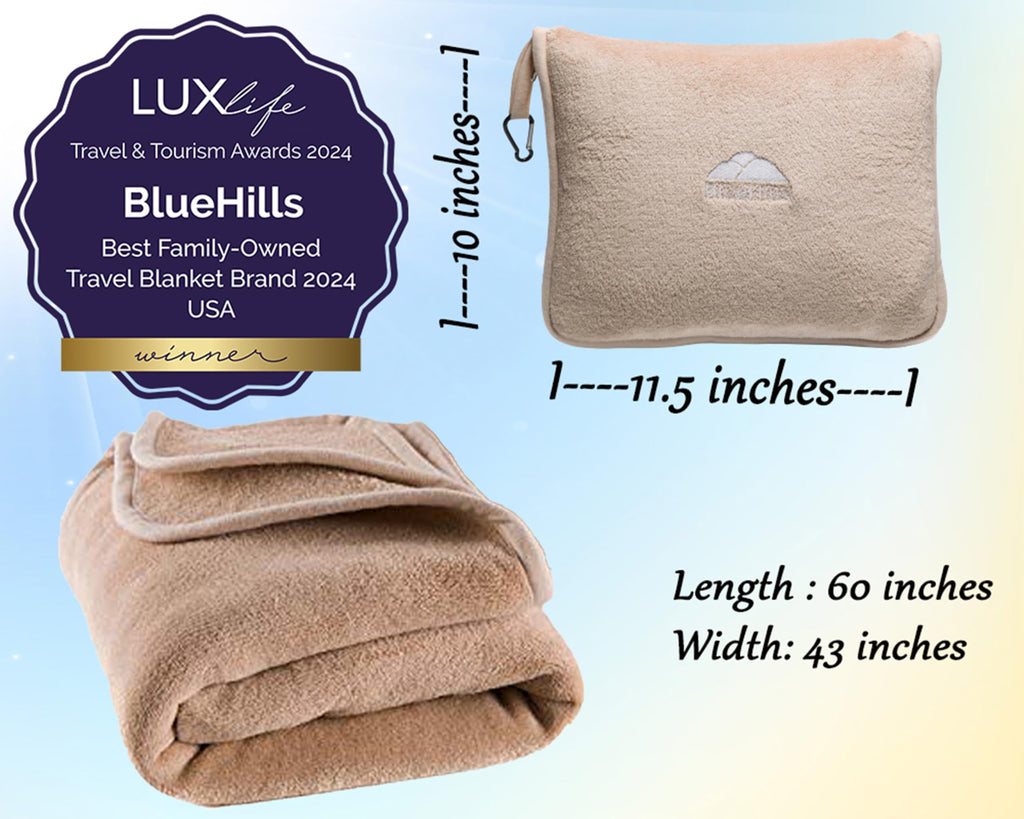 Premium Travel Blanket & Pillow Set with Carry Bag