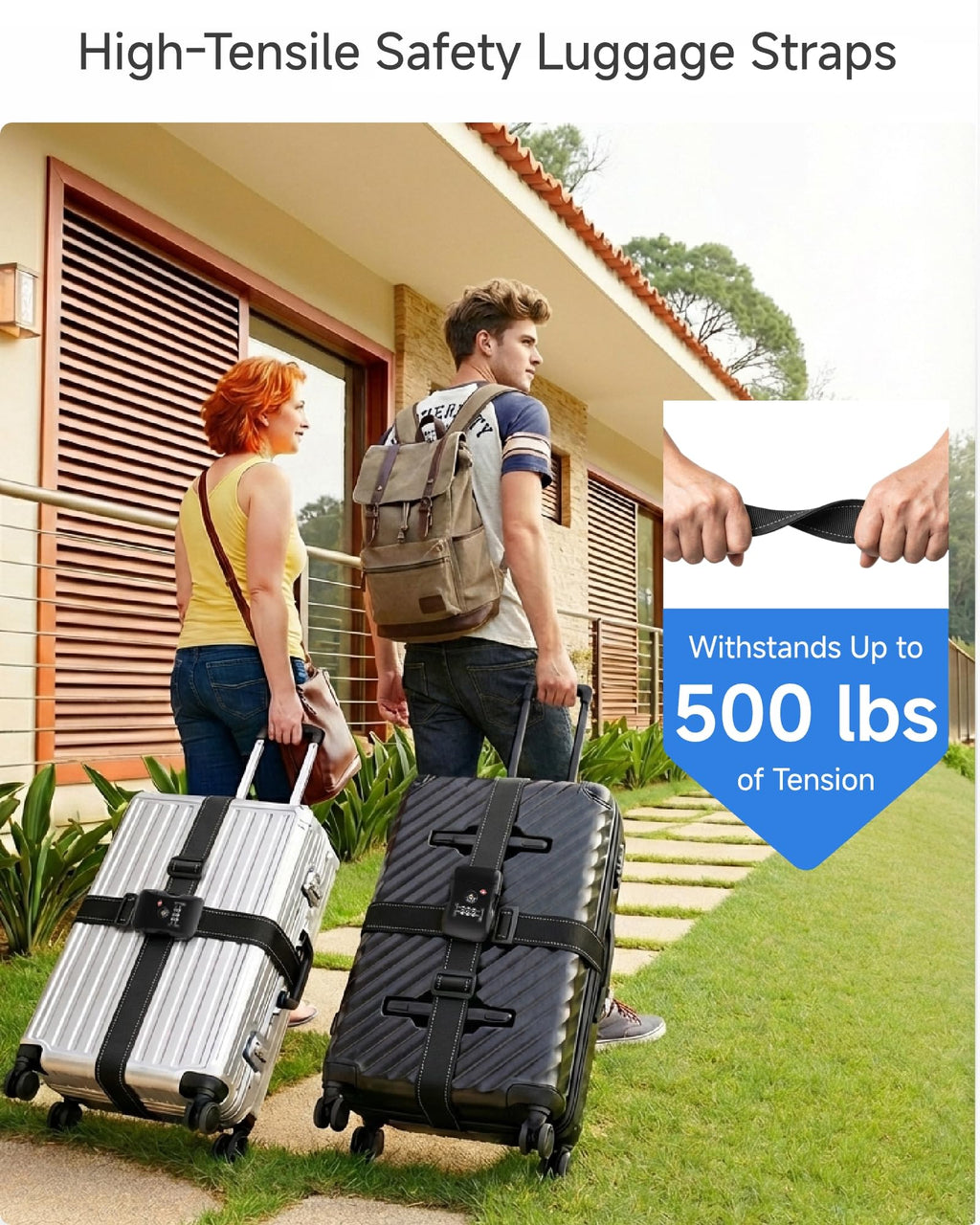 LUGGEX Luggage Straps TSA Approved, Adjustable Straps for Suitcases