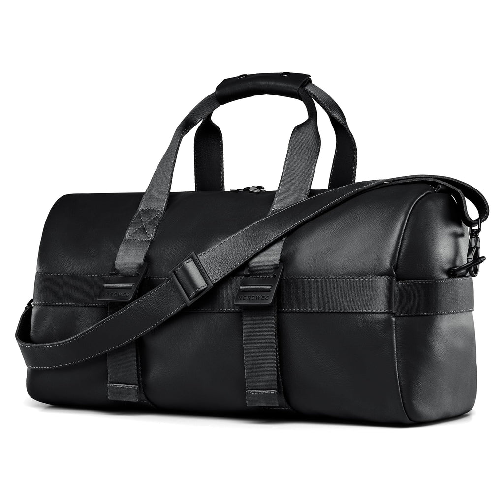 38L Leather Weekender Duffel Bag with Waterproof Pouch
