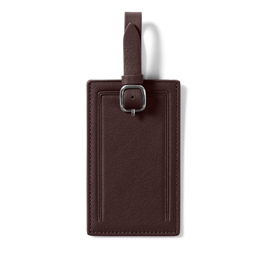Leather Luggage Tag with Privacy Flap & Adjustable Strap