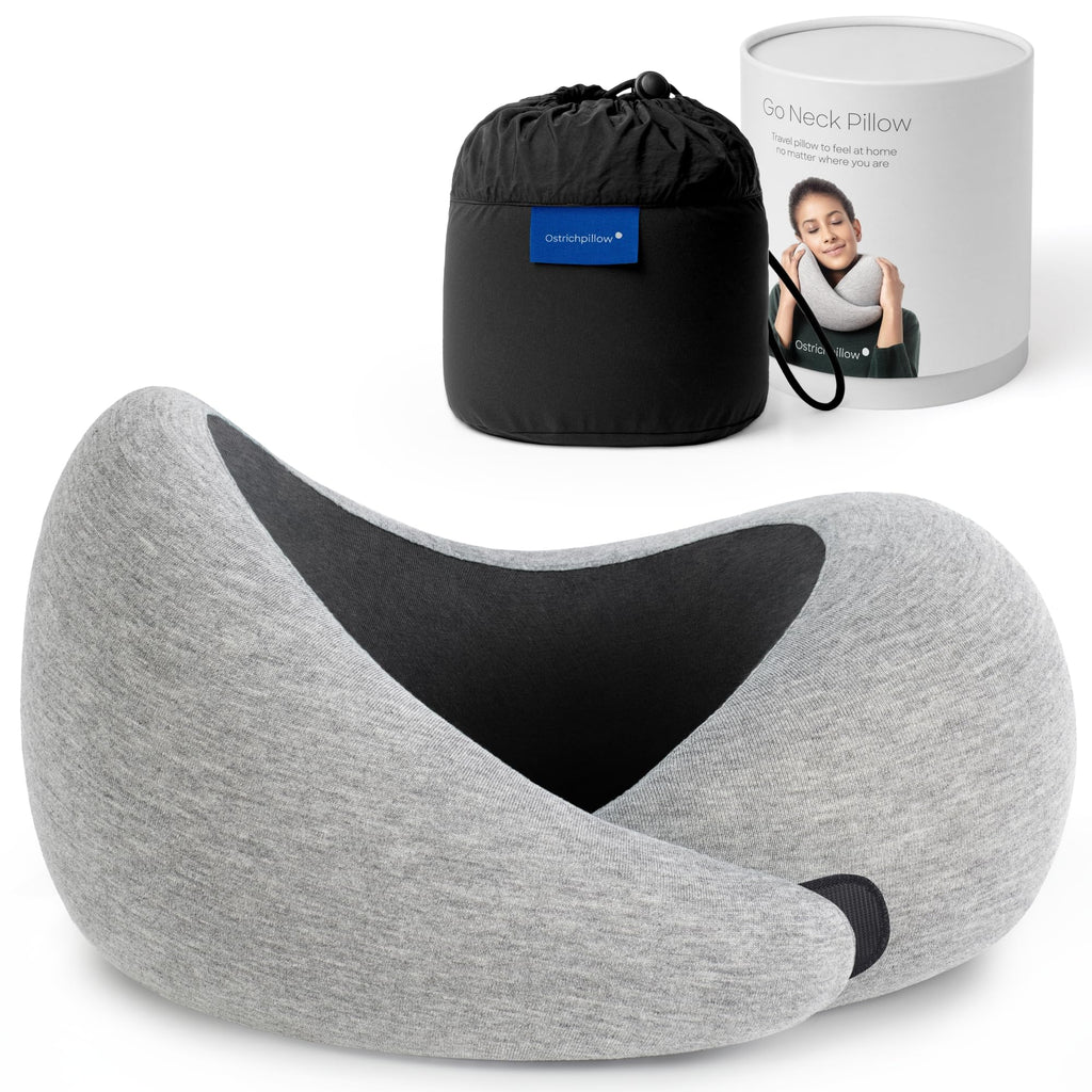 Ostrichpillow GO Travel Pillow, 360° Memory Foam Support, Soft & Washable