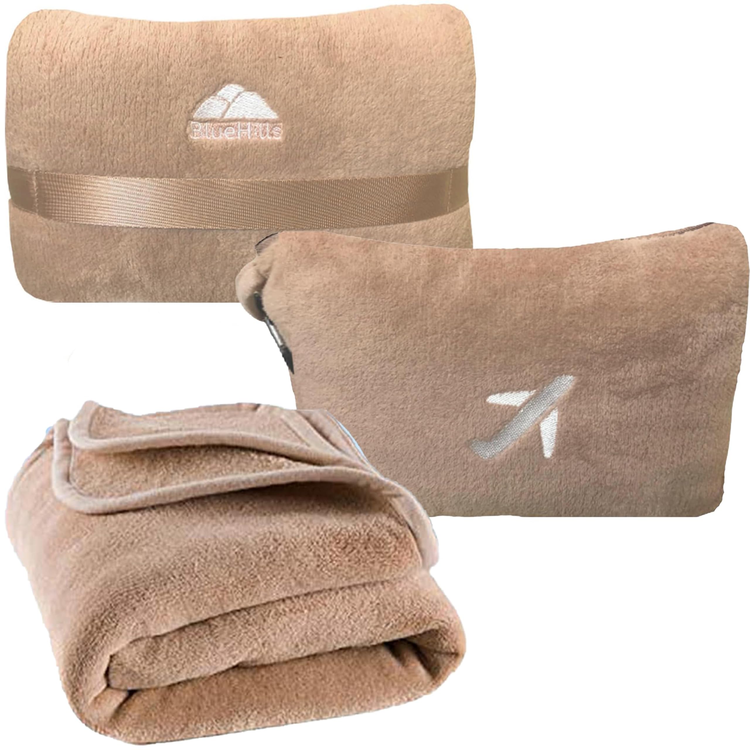 Mini Travel Blanket & Pillow with Luggage Strap