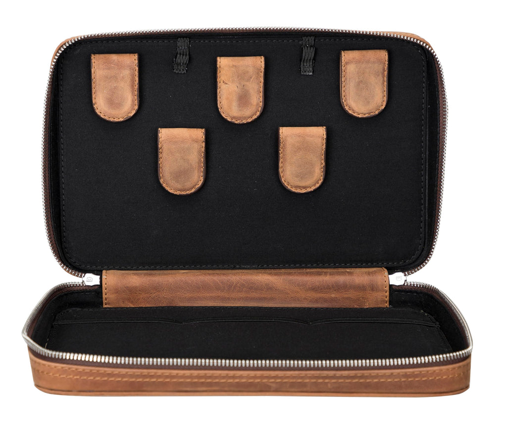 Full-Grain Leather Cable Organizer Case for Tech Accessories