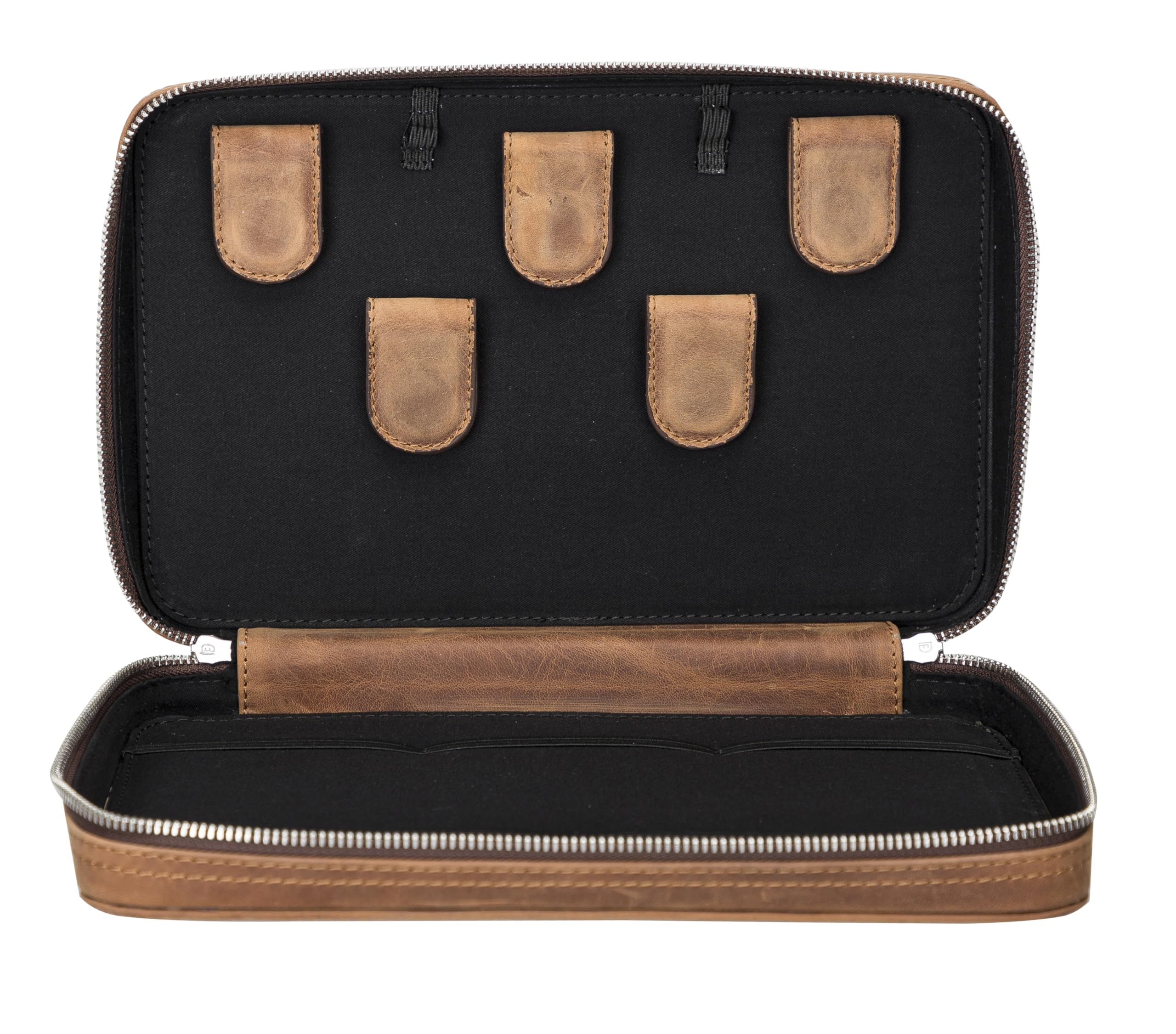 Full-Grain Leather Cable Organizer Case for Tech Accessories