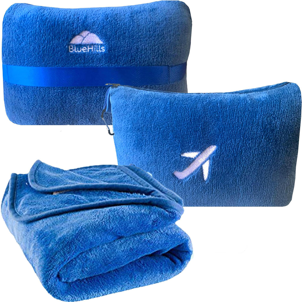 Mini Travel Blanket & Pillow with Luggage Strap