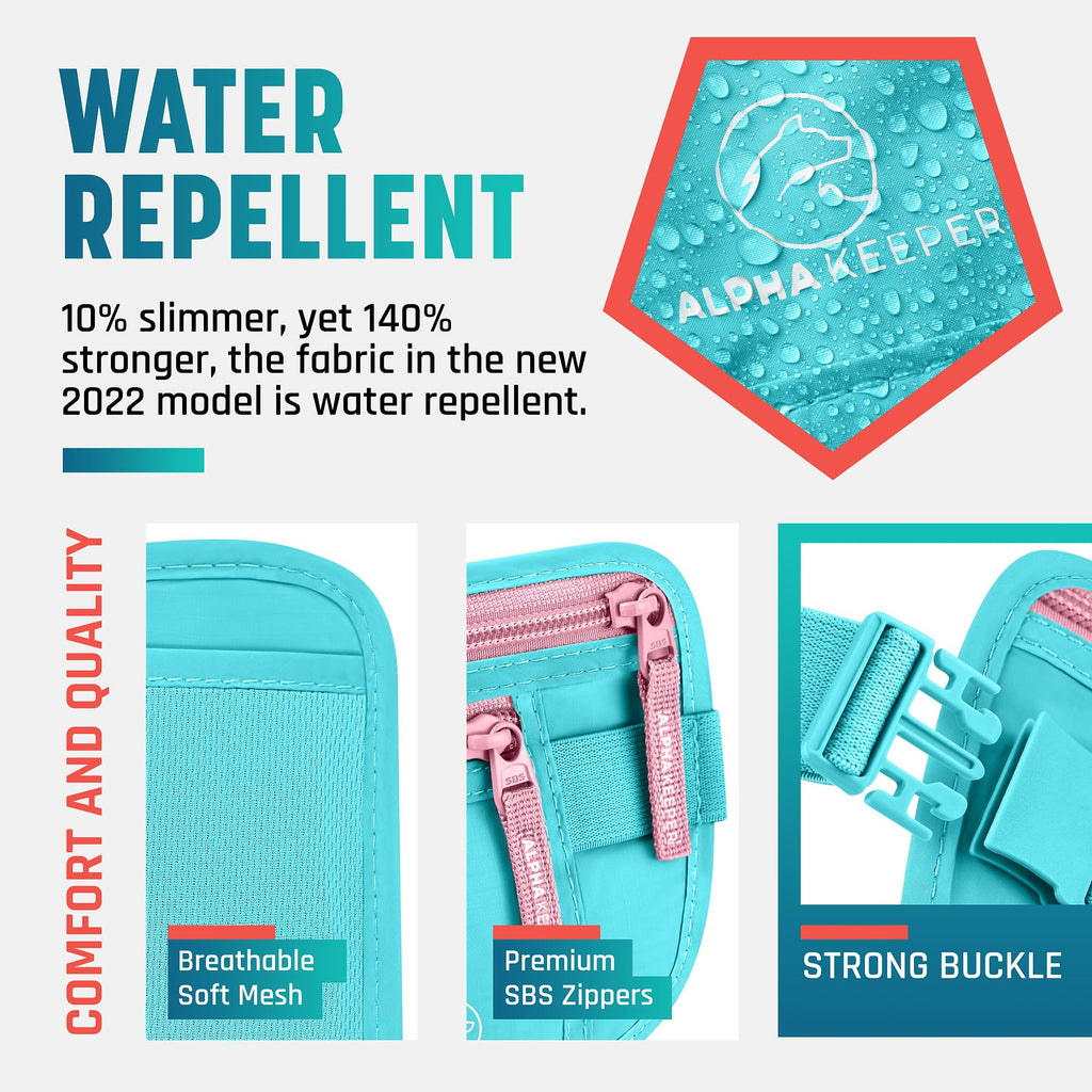 RFID Travel Money Belt with Hidden Passport Wallet
