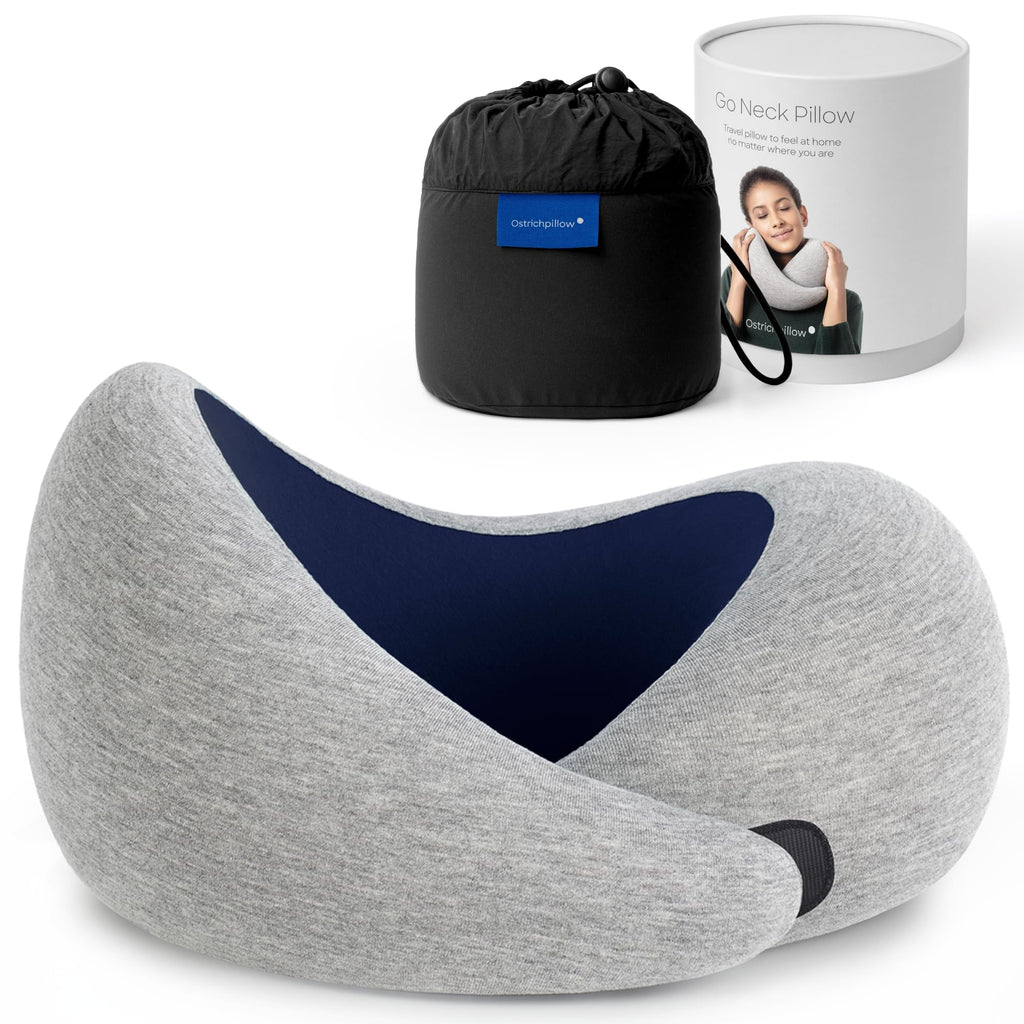 Ostrichpillow GO Travel Pillow, 360° Memory Foam Support, Soft & Washable