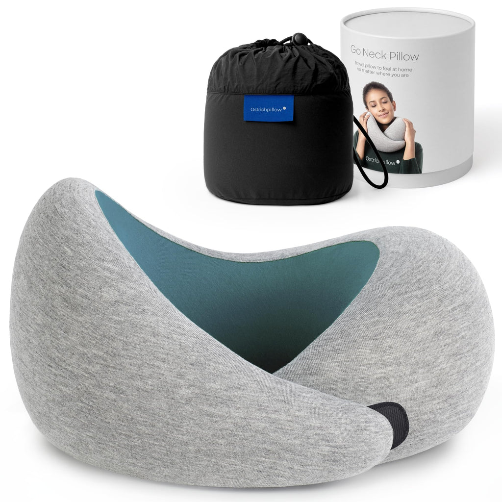 Ostrichpillow GO Travel Pillow, 360° Memory Foam Support, Soft & Washable