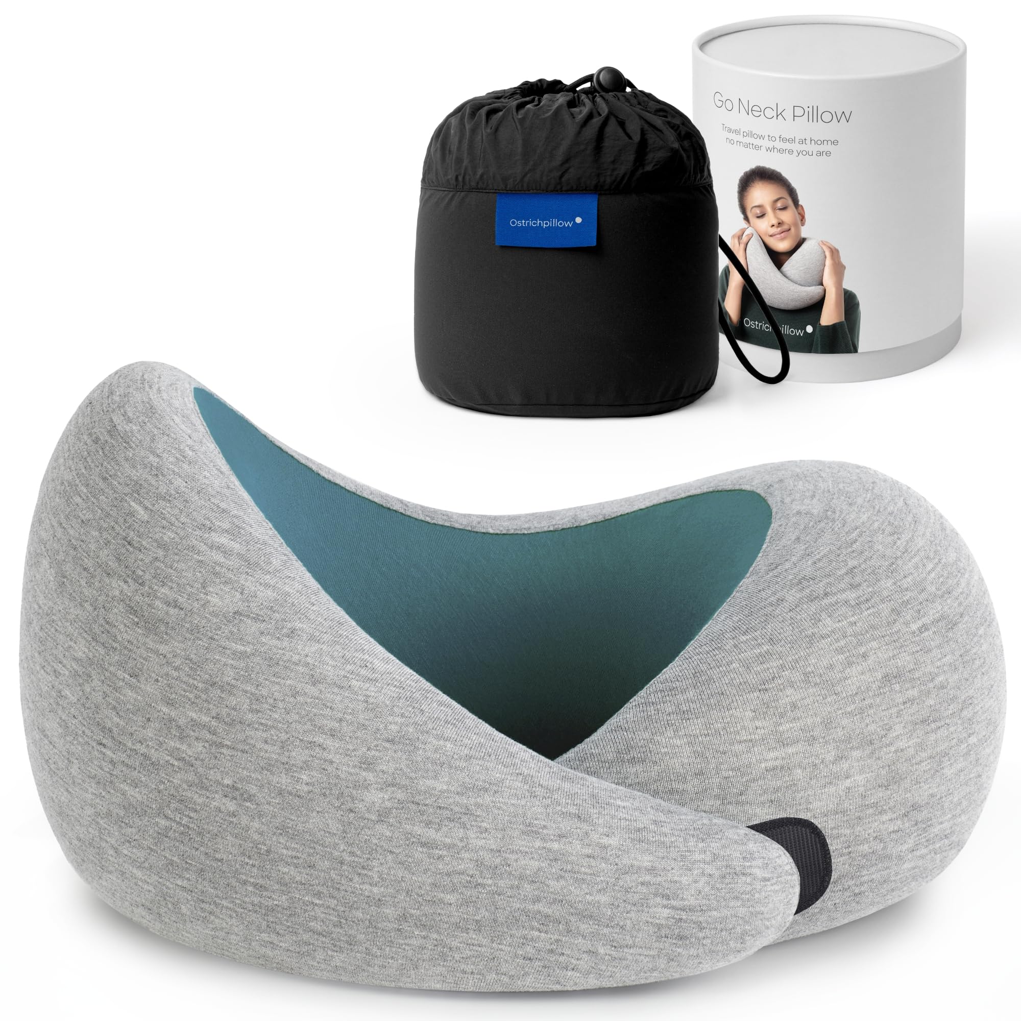 Ostrichpillow GO Travel Pillow, 360° Memory Foam Support, Soft & Washable