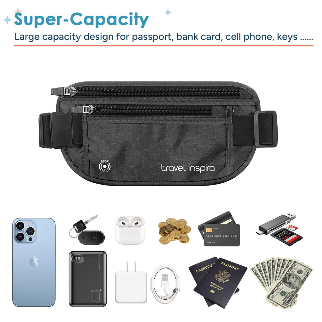 RFID Travel Money Belt with Passport Holder & Digital Luggage Scale