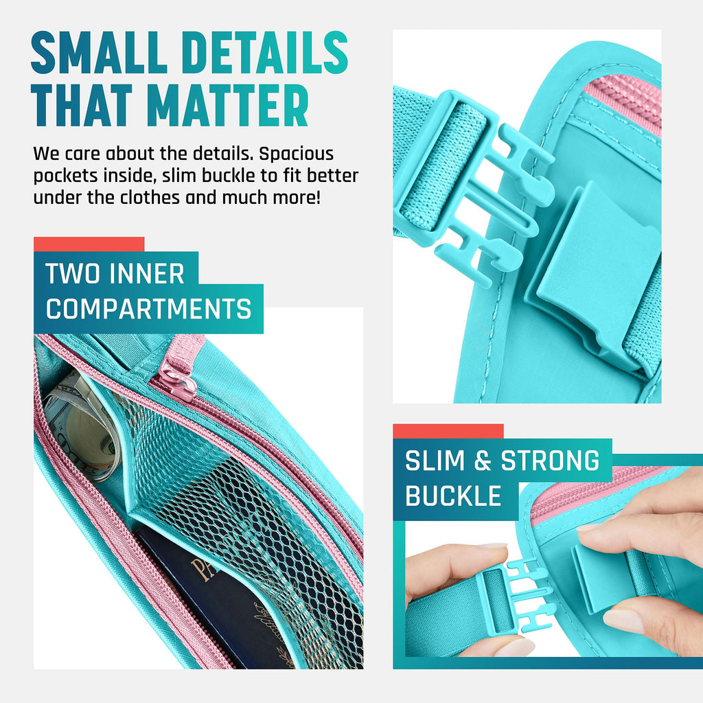 RFID Travel Money Belt with Hidden Passport Wallet