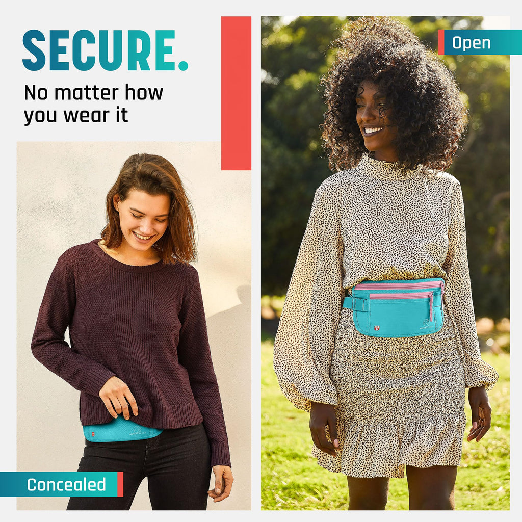 RFID Travel Money Belt with Hidden Passport Wallet