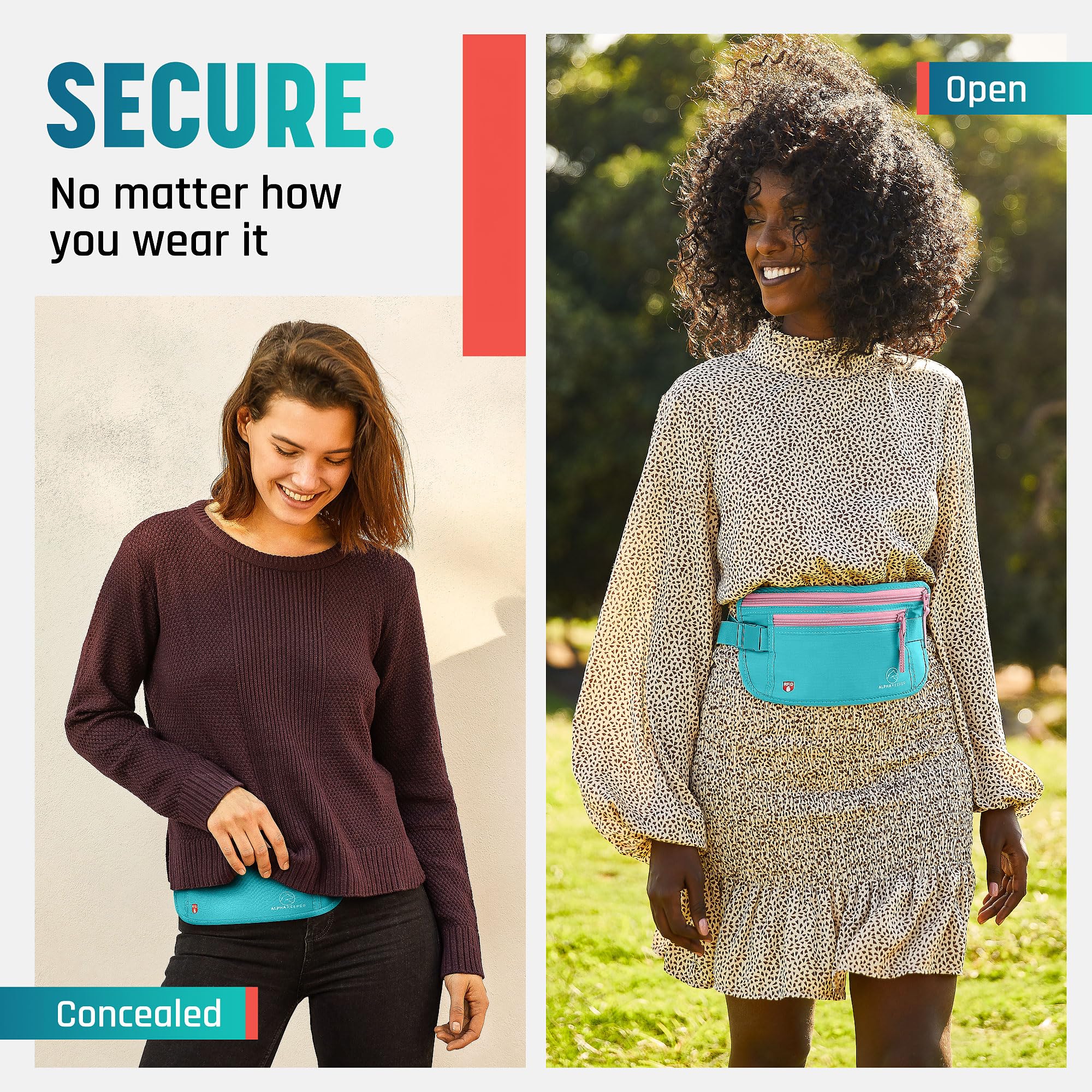 RFID Travel Money Belt with Hidden Passport Wallet
