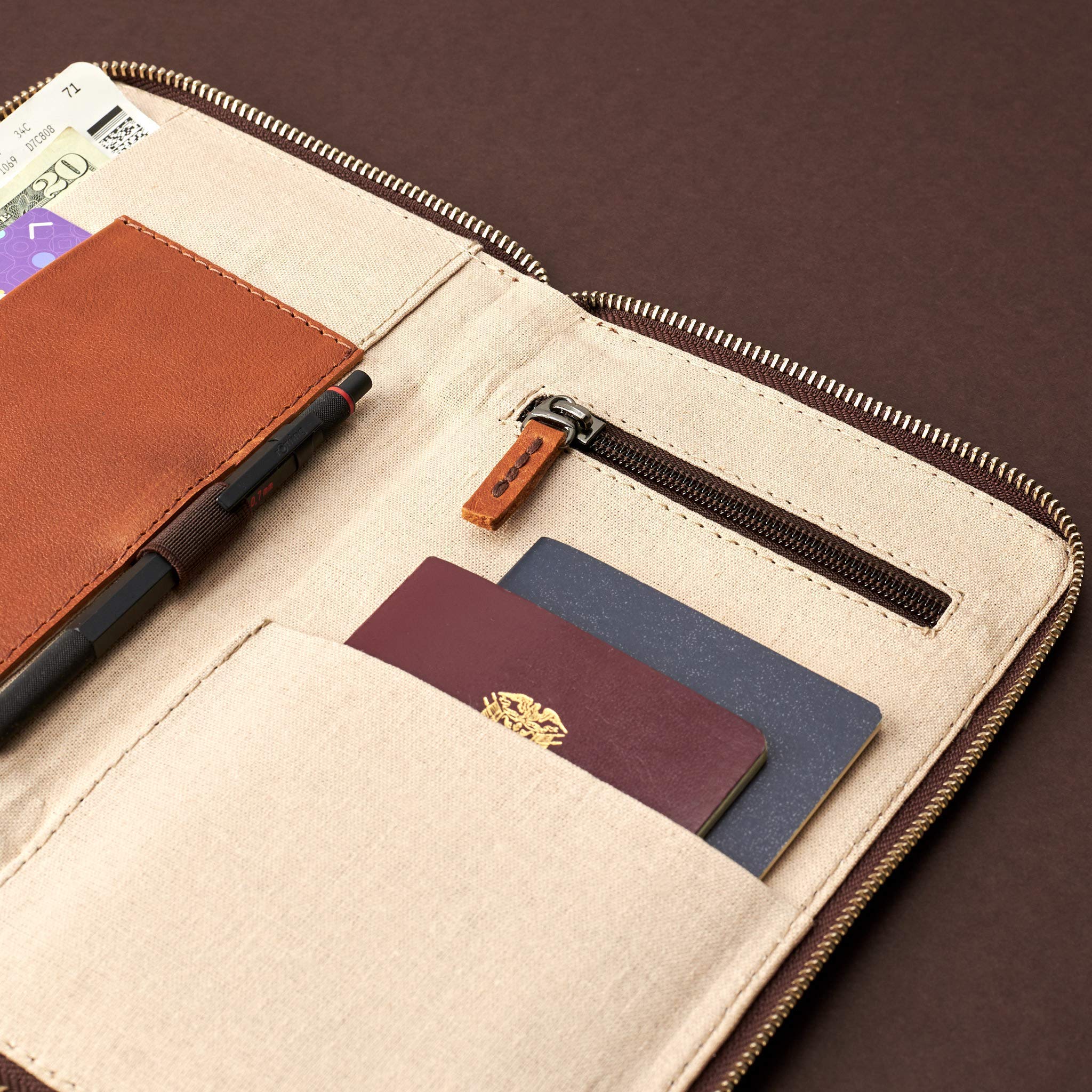 Leather Passport & Travel Document Organizer Wallet