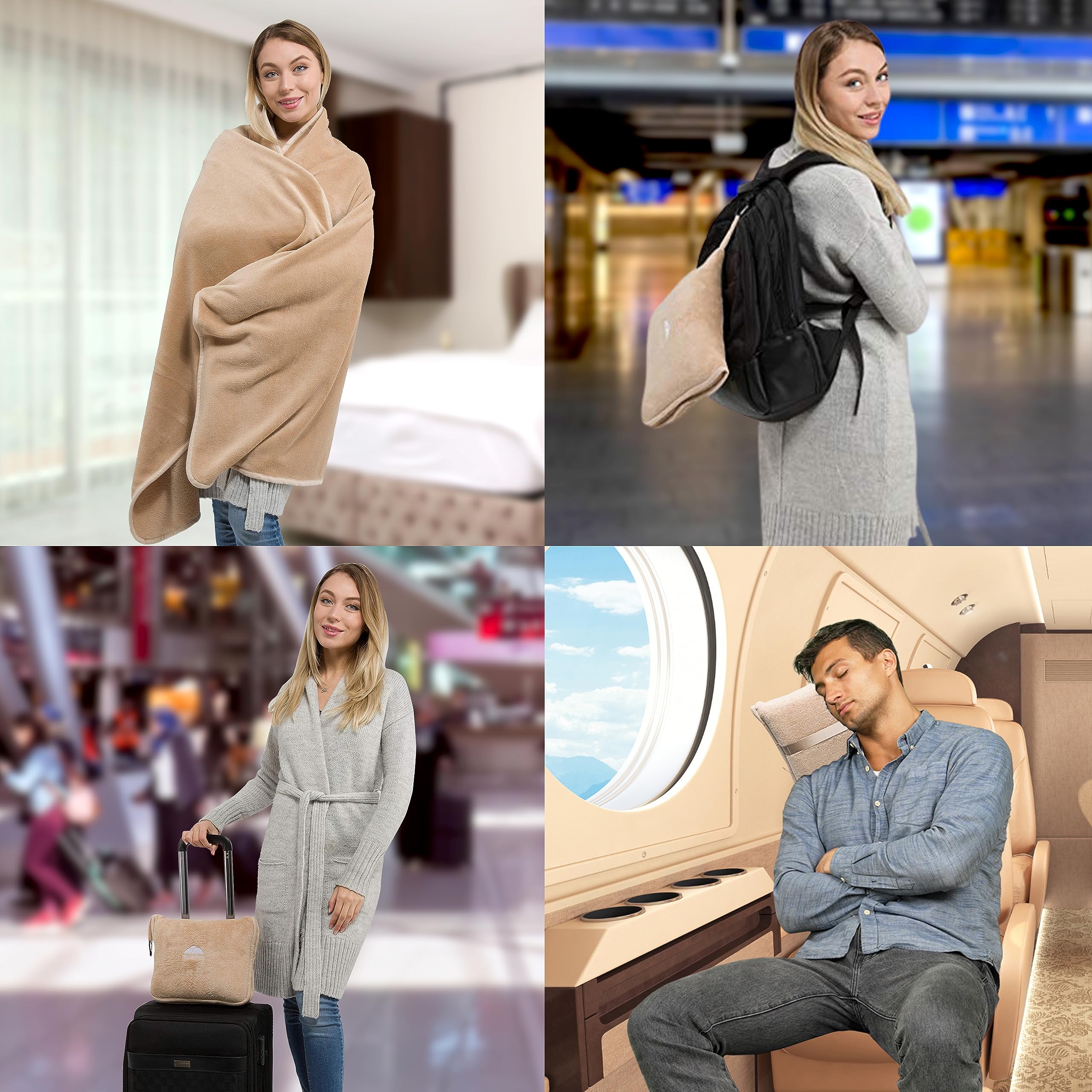 Premium Travel Blanket & Pillow Set with Carry Bag