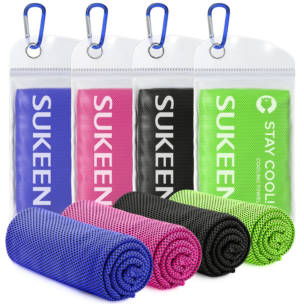 Sukeen 4 Pack Cooling Towels (40"x 12"), Cooling Neck Wraps, Soft Ice Towel