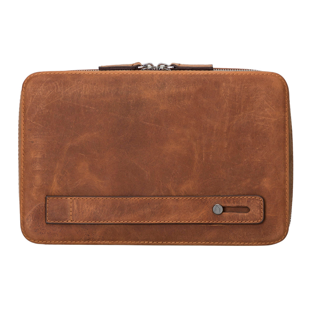Full-Grain Leather Cable Organizer Case for Tech Accessories
